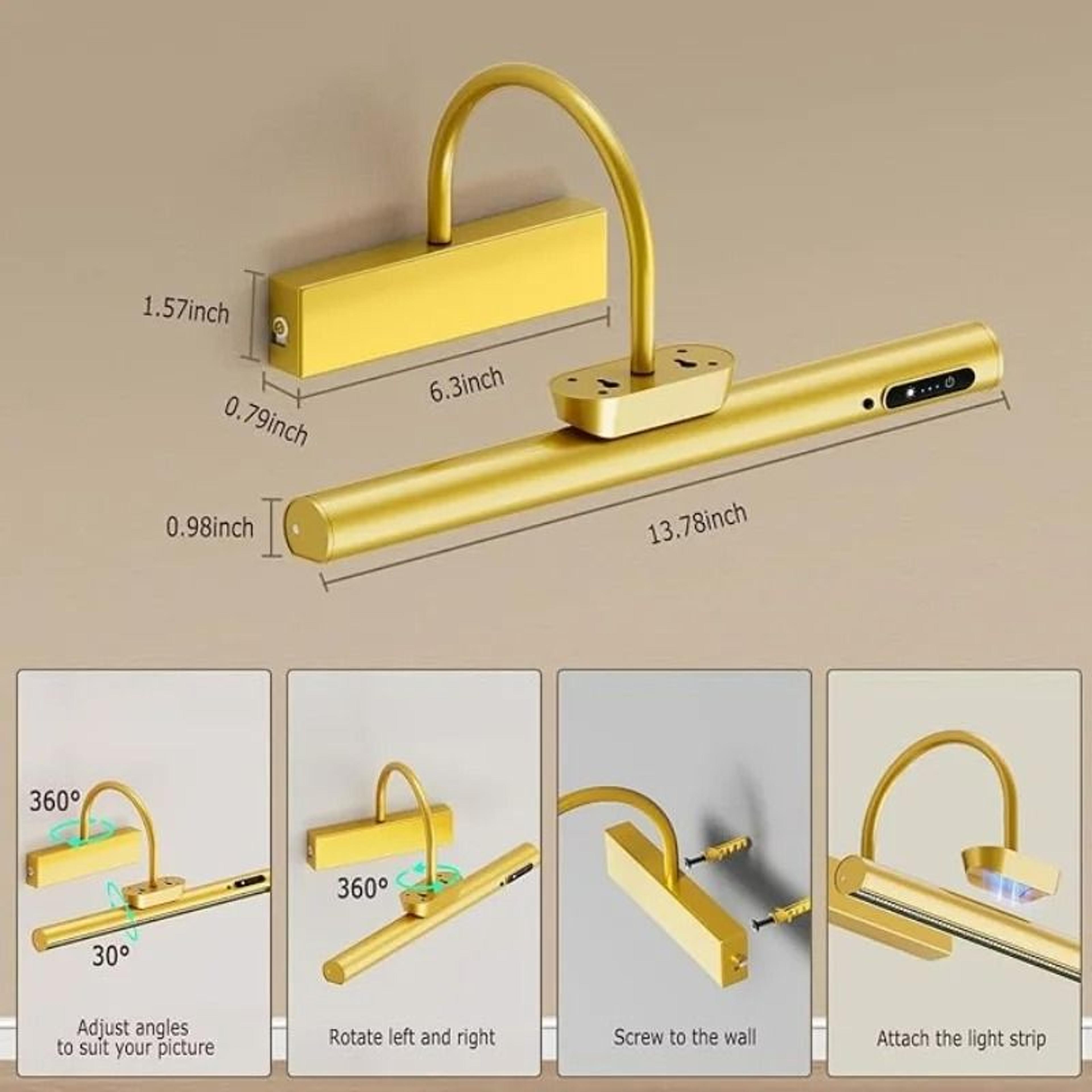 Waterproof Rechargeable Picture Light Wireless Dimmable Mirror Lamp 7