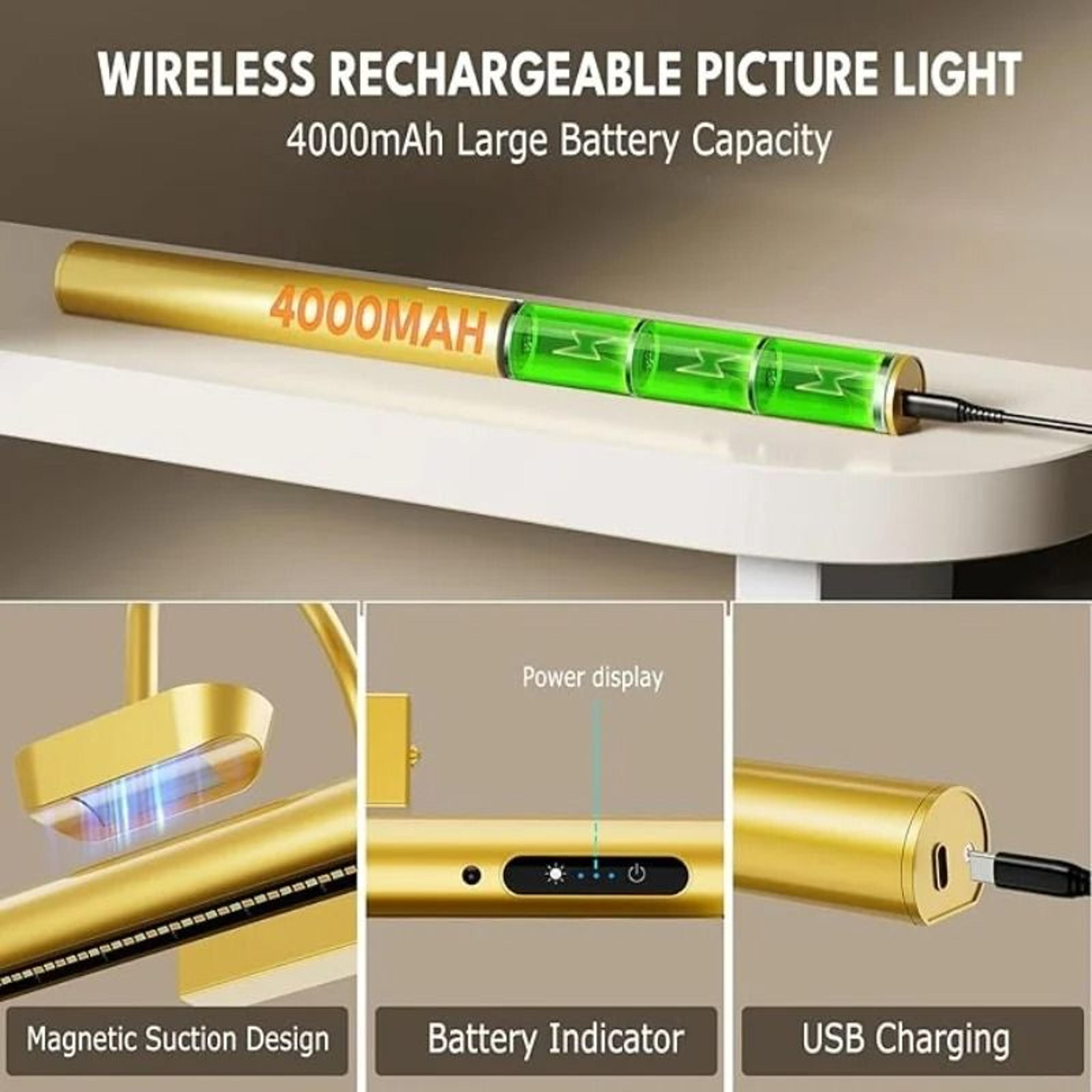 Waterproof Rechargeable Picture Light Wireless Dimmable Mirror Lamp 11