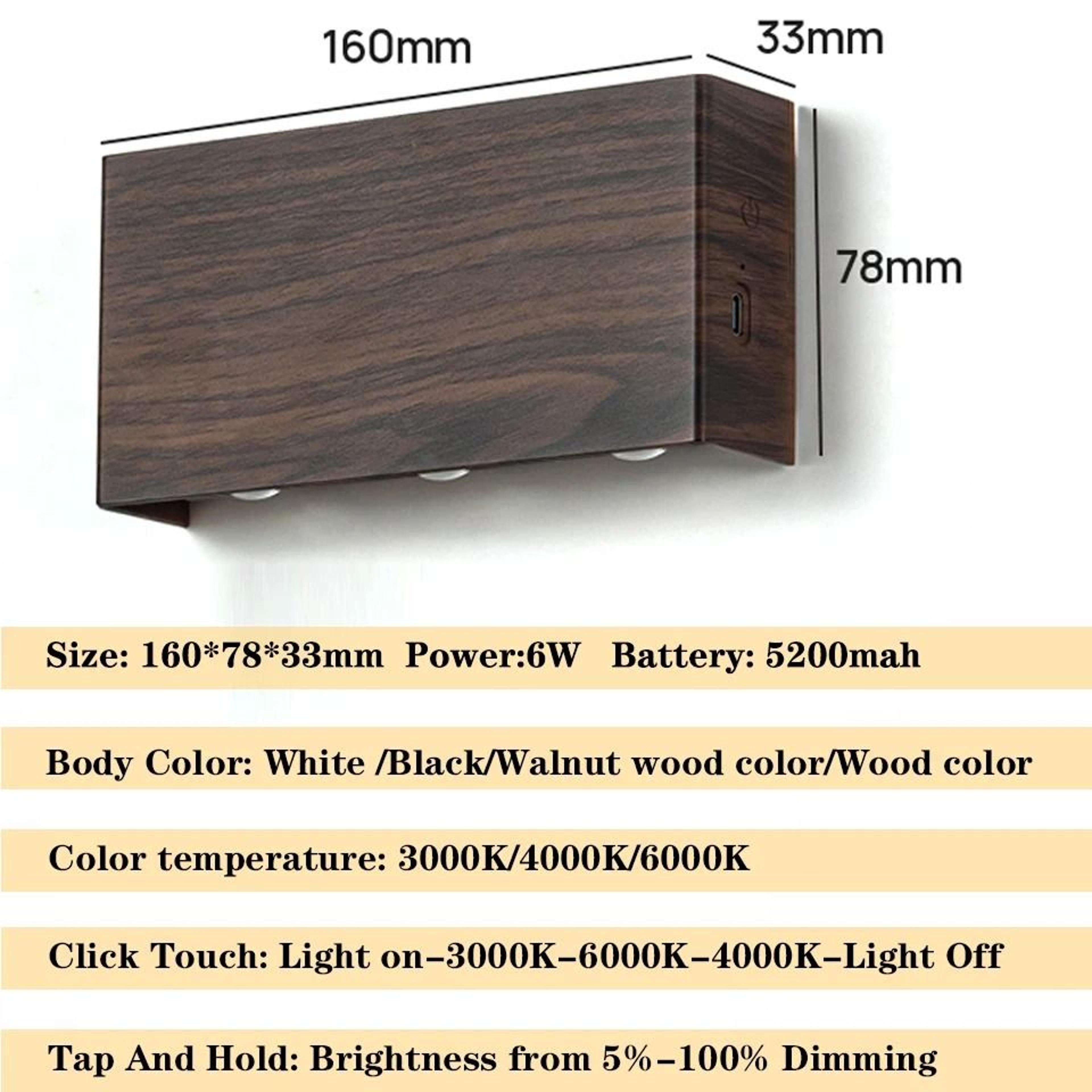 Rechargeable Touch Dimming Wall Lamp With Three Color Modes 13