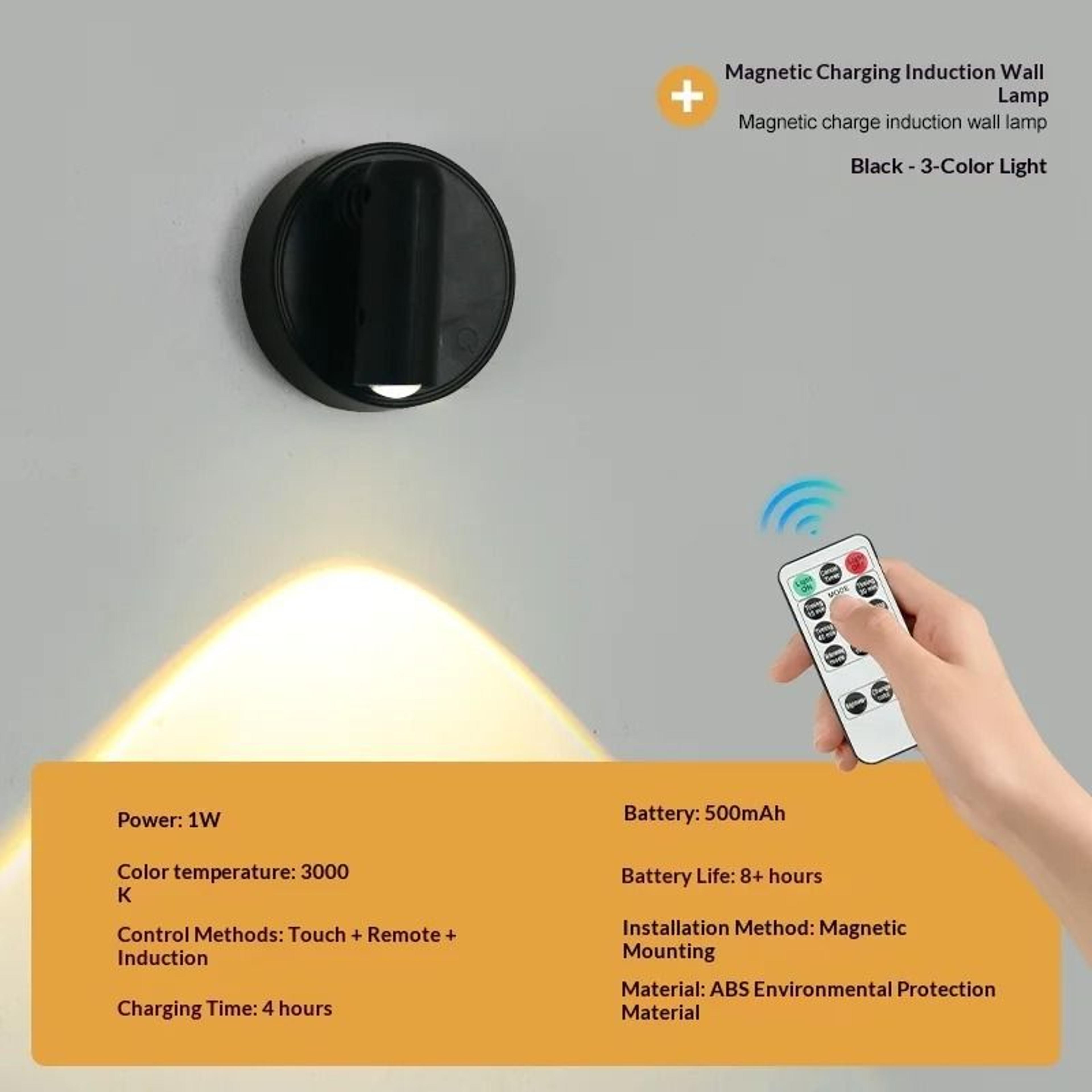 Magnetic Rechargeable Reading Light No Drill Dimmable Wall Spotlight 5