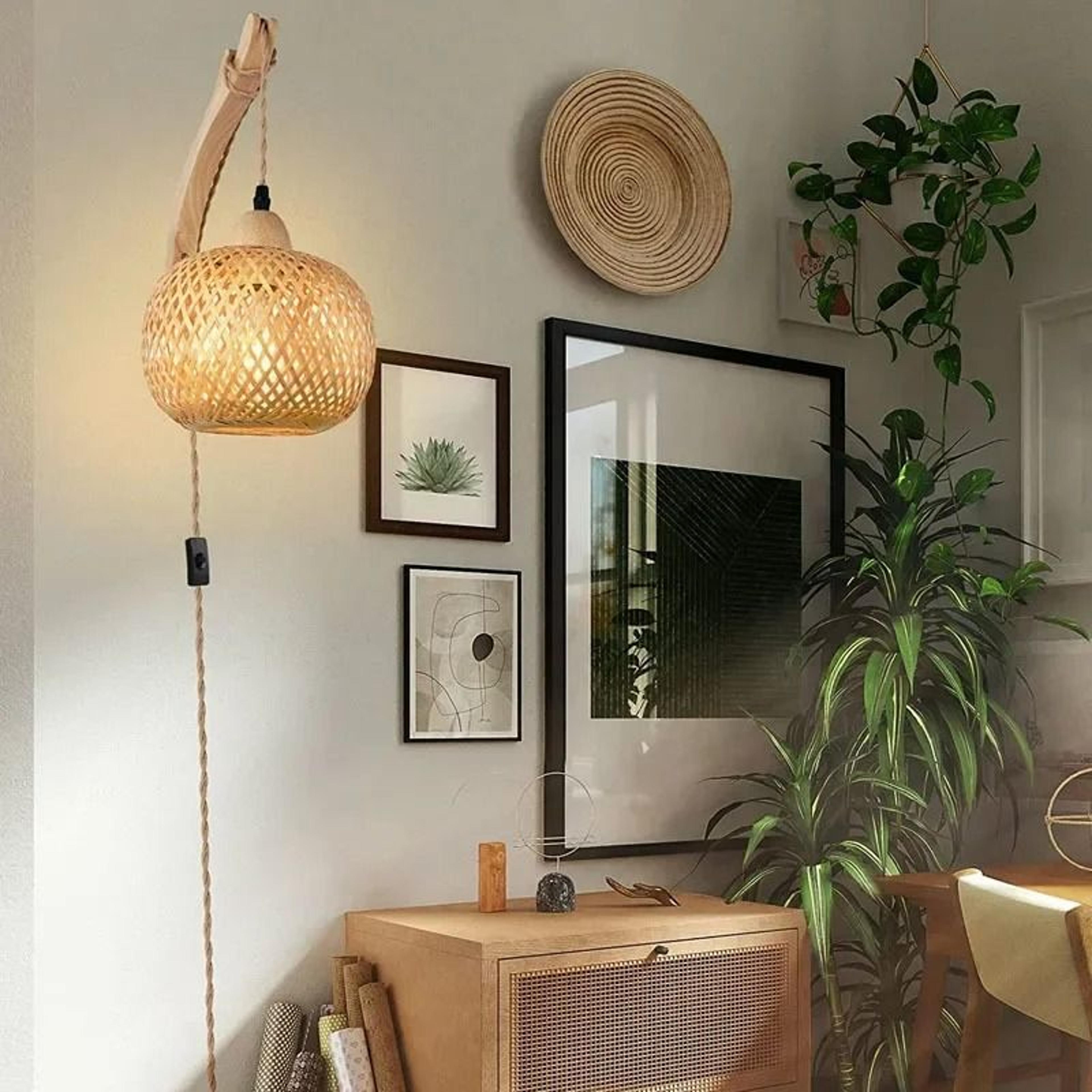 Handwoven Bamboo Wall Lamp And Rattan Wall Sconce 7