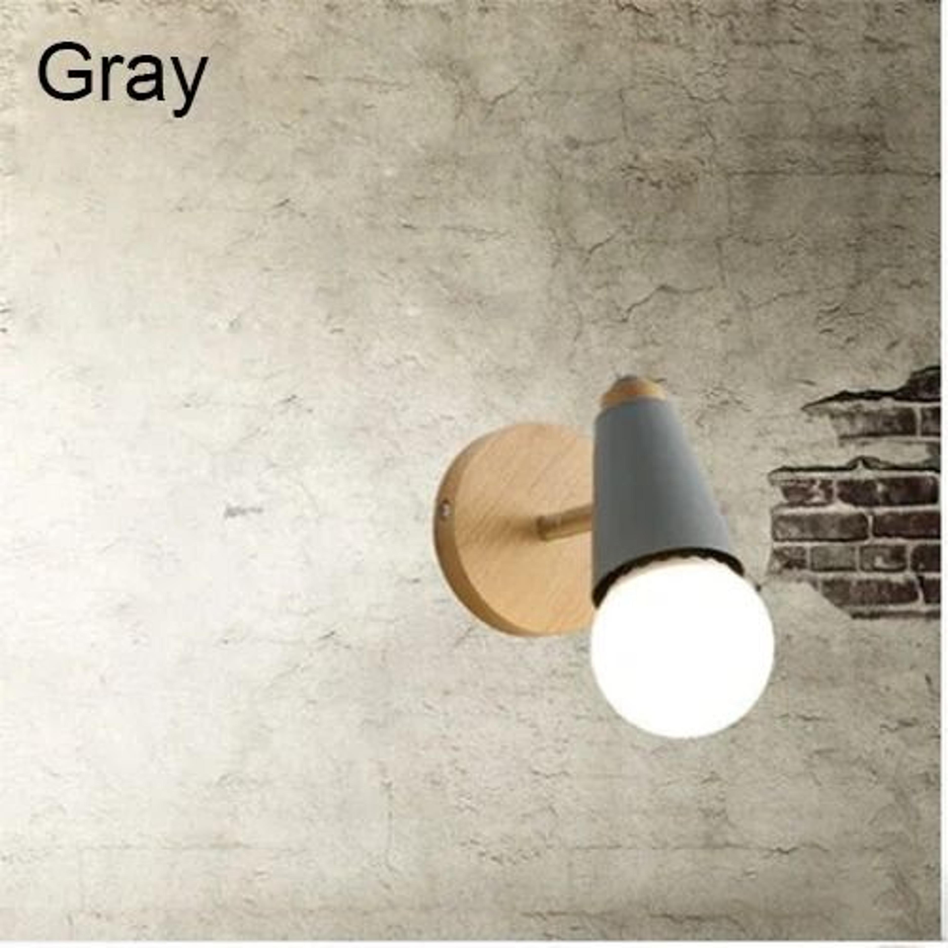 Nordic Macaron E27 Wall Lamp Adjustable Iron Wood Sconce 1