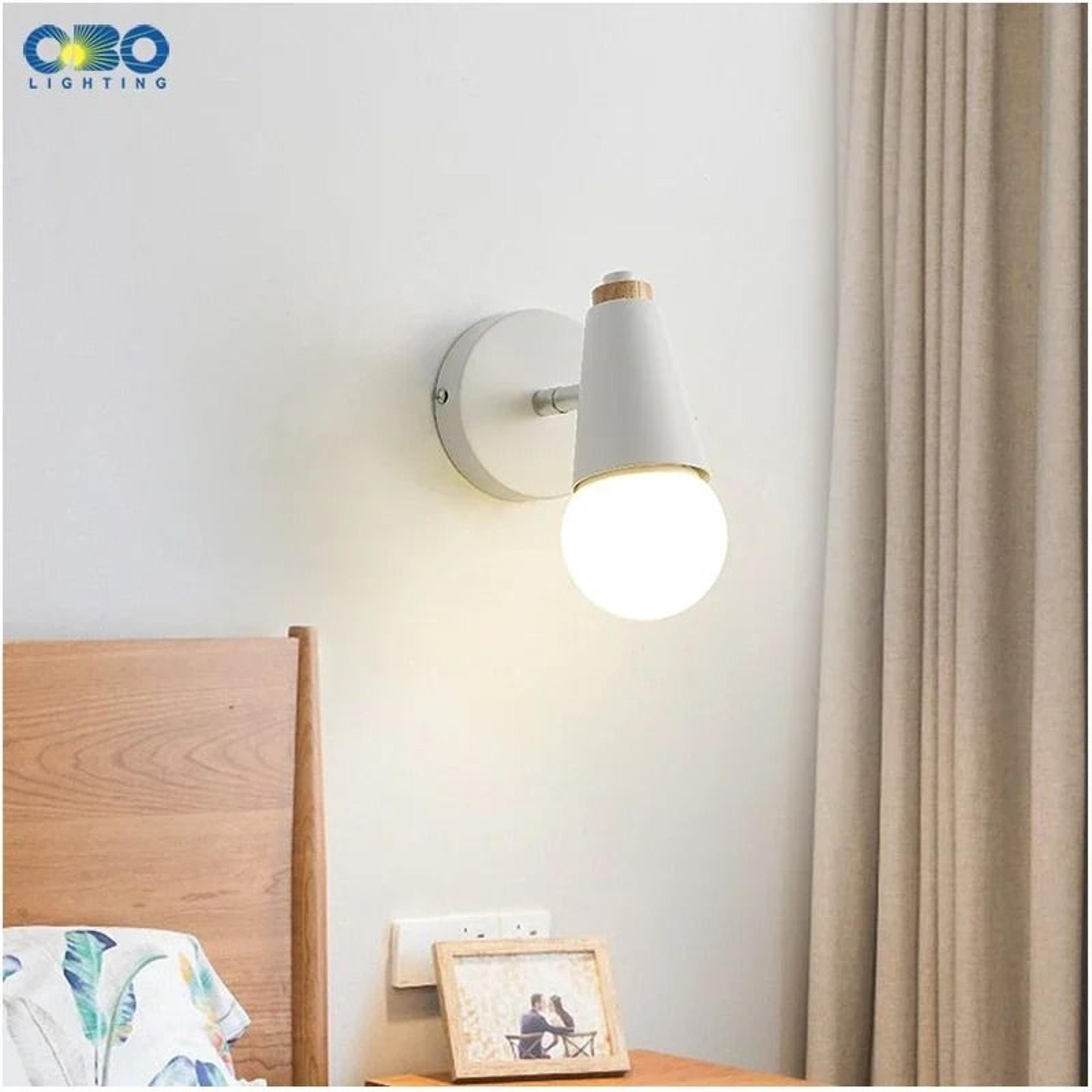 Nordic Macaron E27 Wall Lamp Adjustable Iron Wood Sconce 12