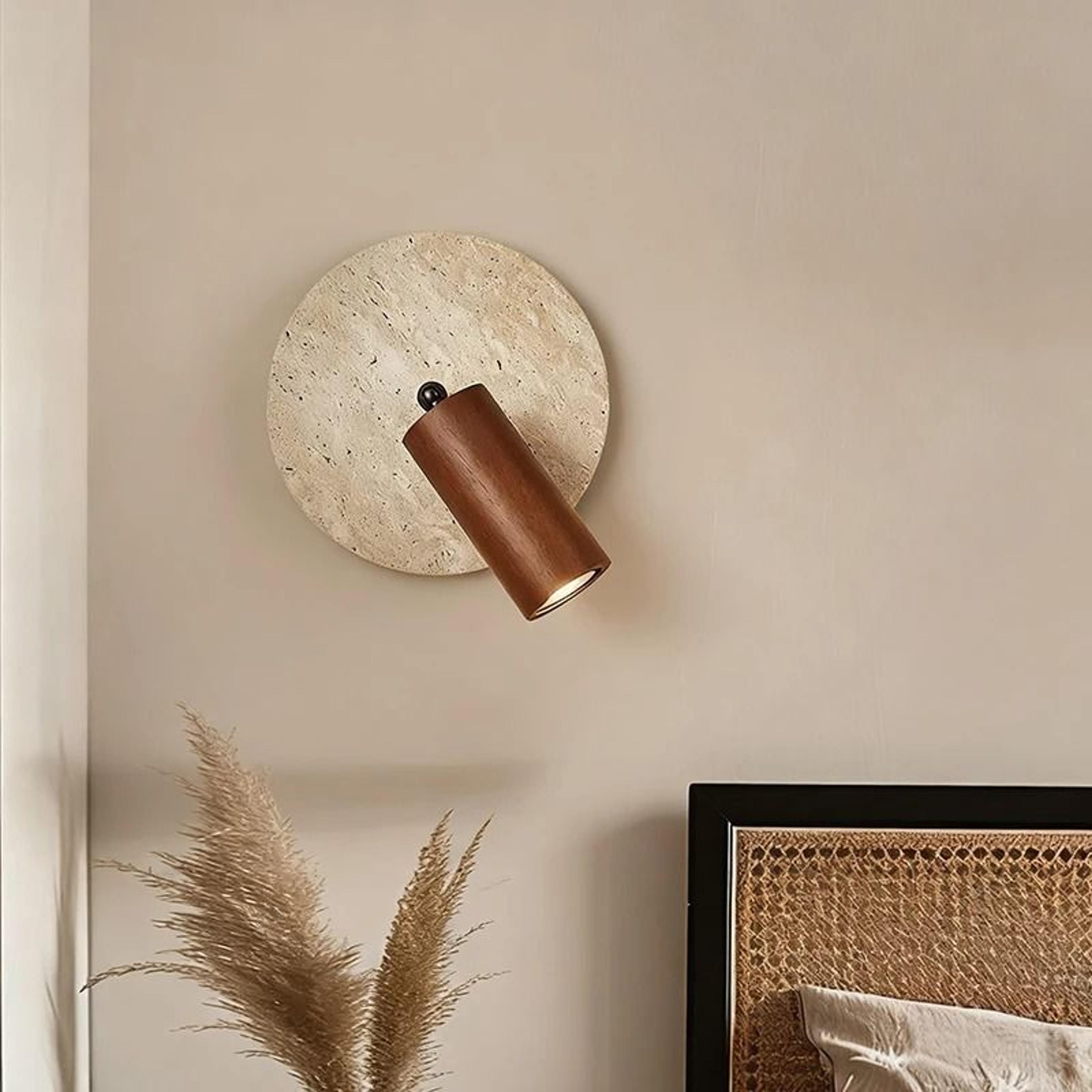 rotatable stone e27 wall reading lamp round bedside sconce