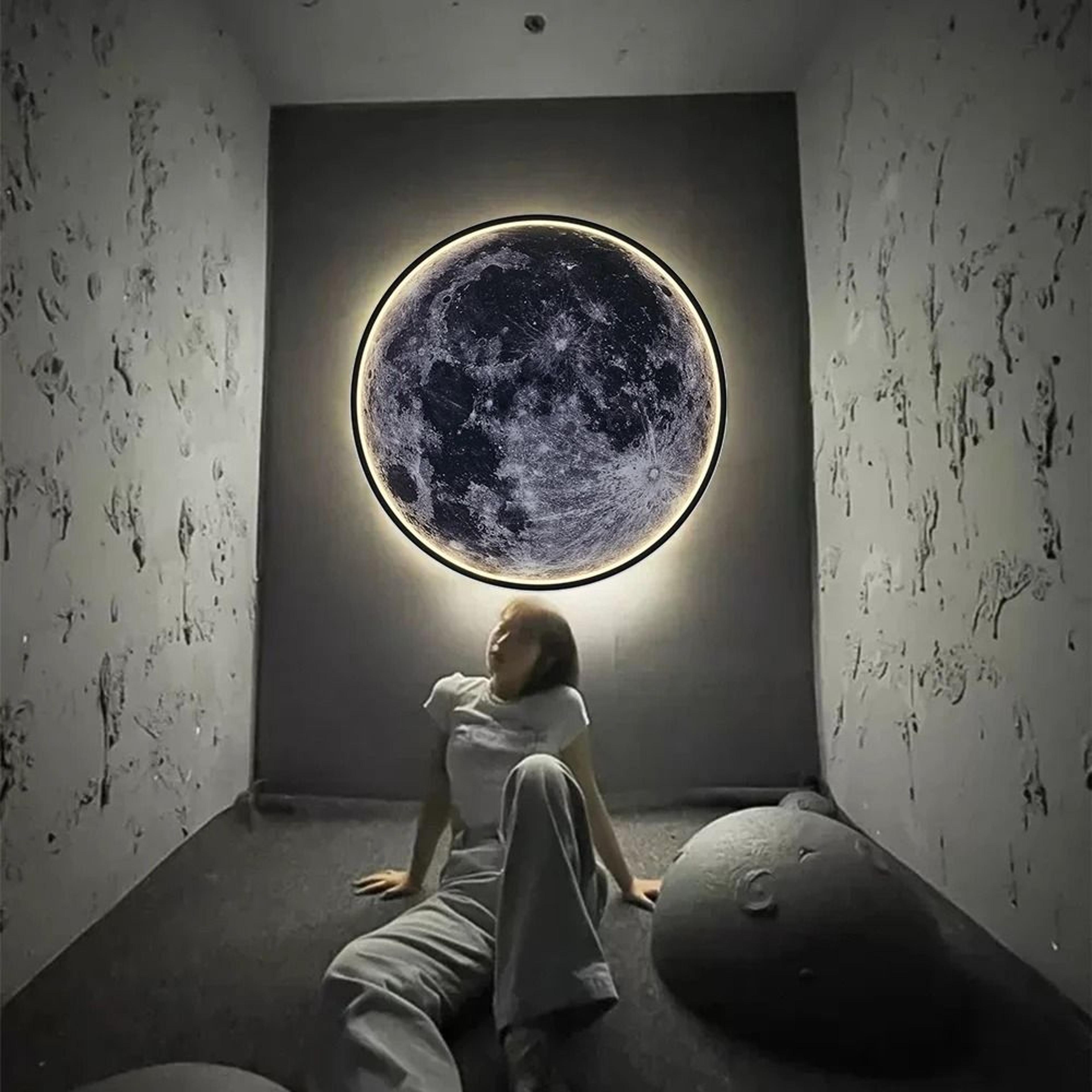 Dimmable LED Moon Wall Lamp Remote Control Night Light 7