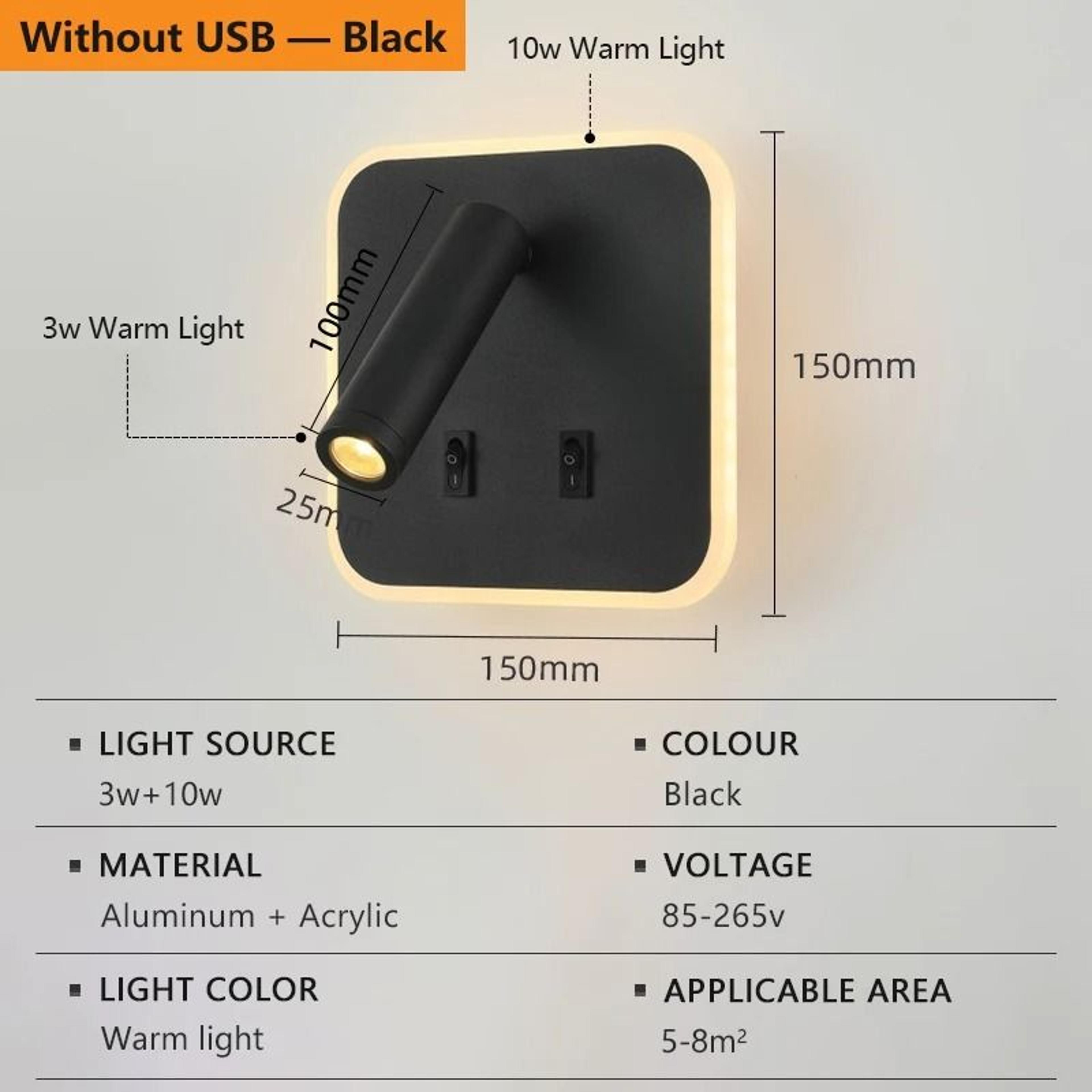 Rotatable LED Wall Reading Light With Type C USB Charging 4