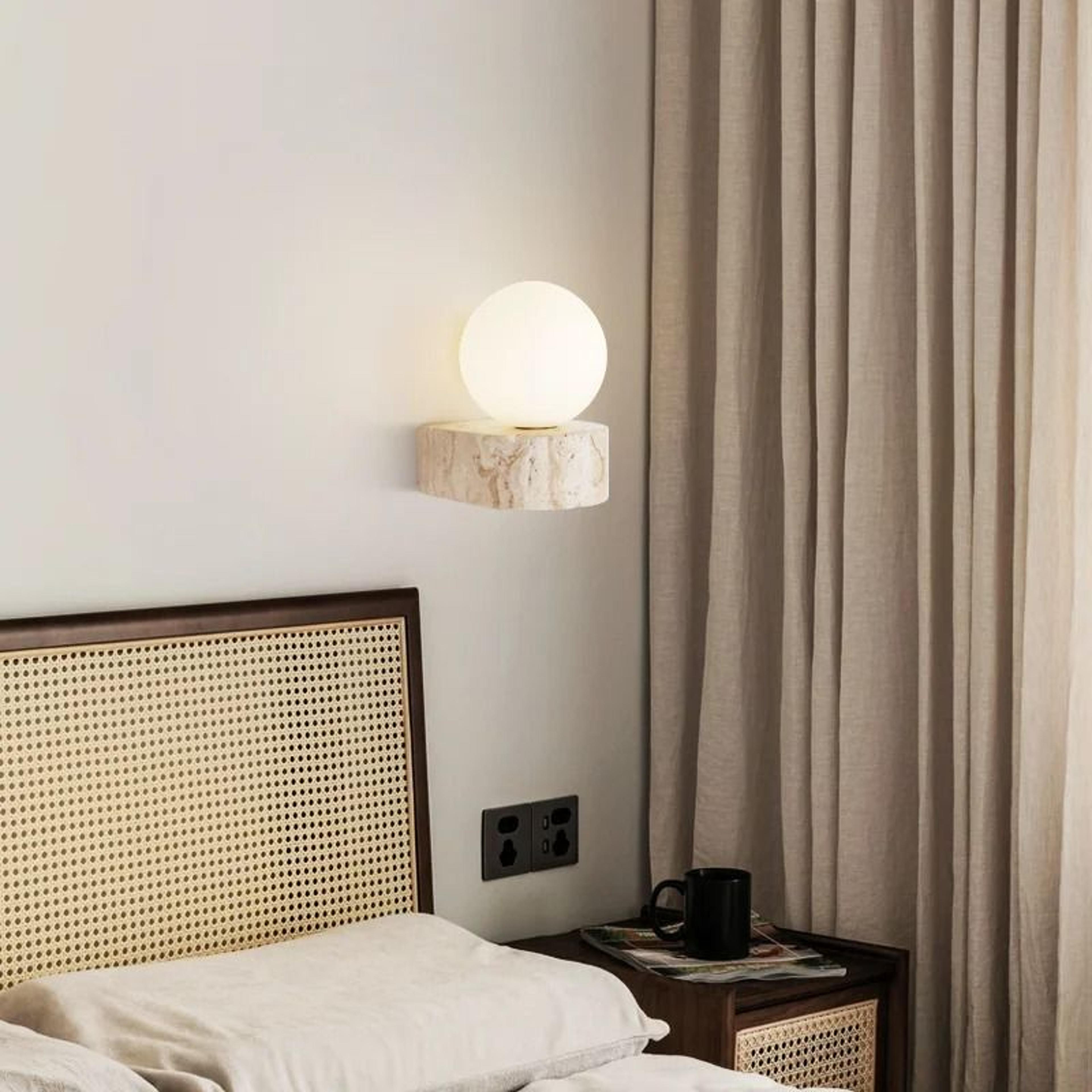 Japanese Retro Glass LED Wall Sconce Warm Bedside Light 3