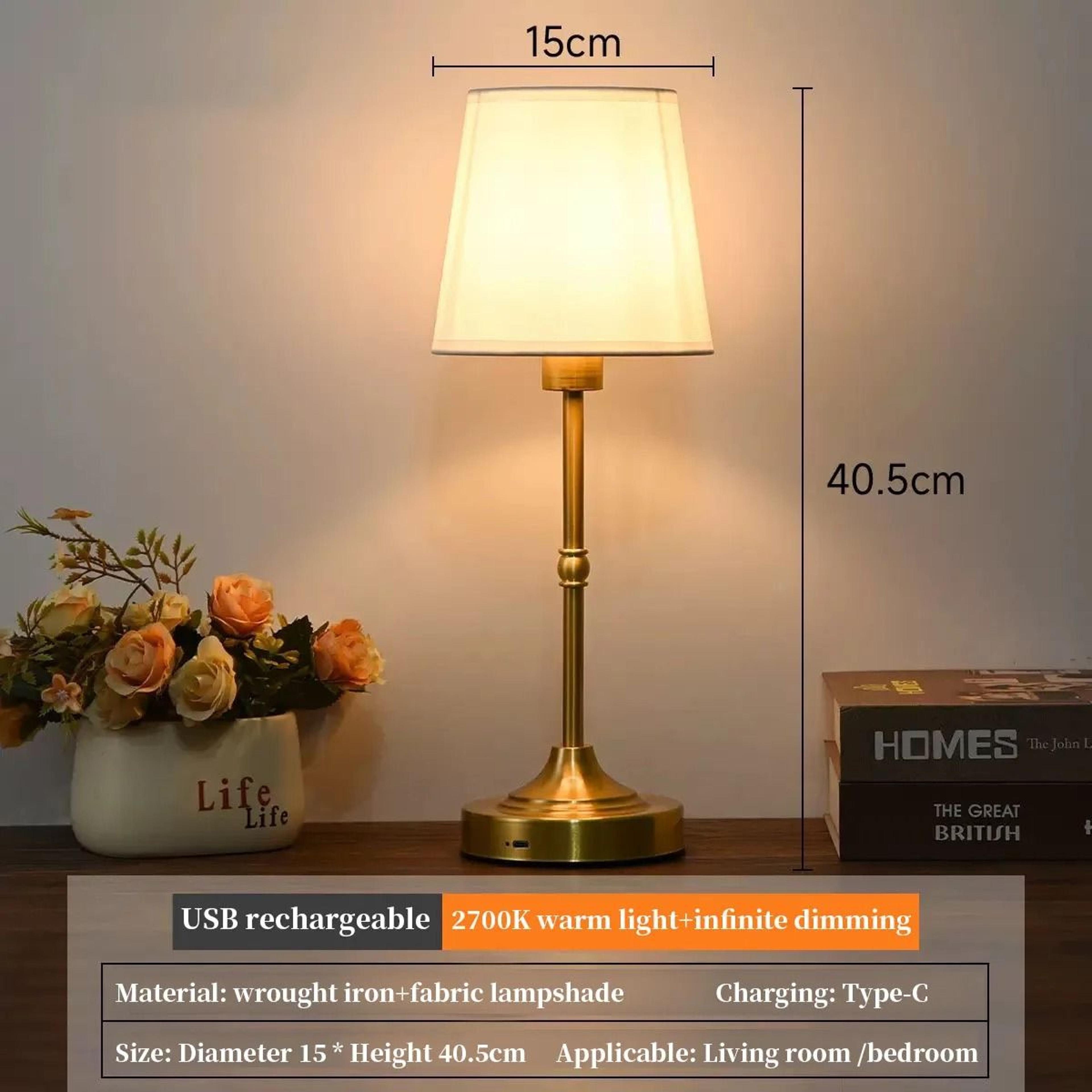 Rechargeable Cordless Touch Table Lamp 3 Level Dimmable Bedside Light 1