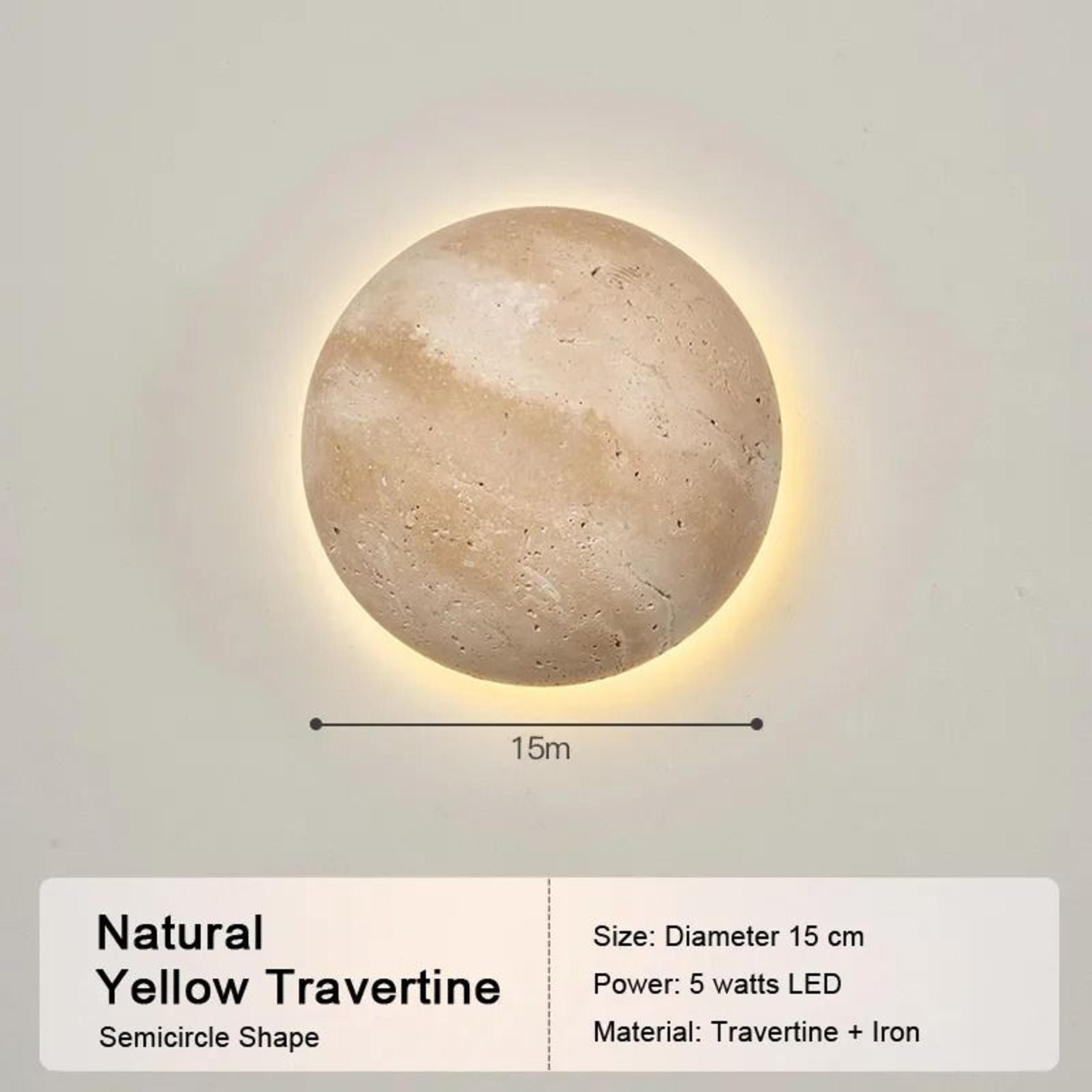 Natural Yellow Travertine LED Wall Sconce Modern Stone Accent Light 8