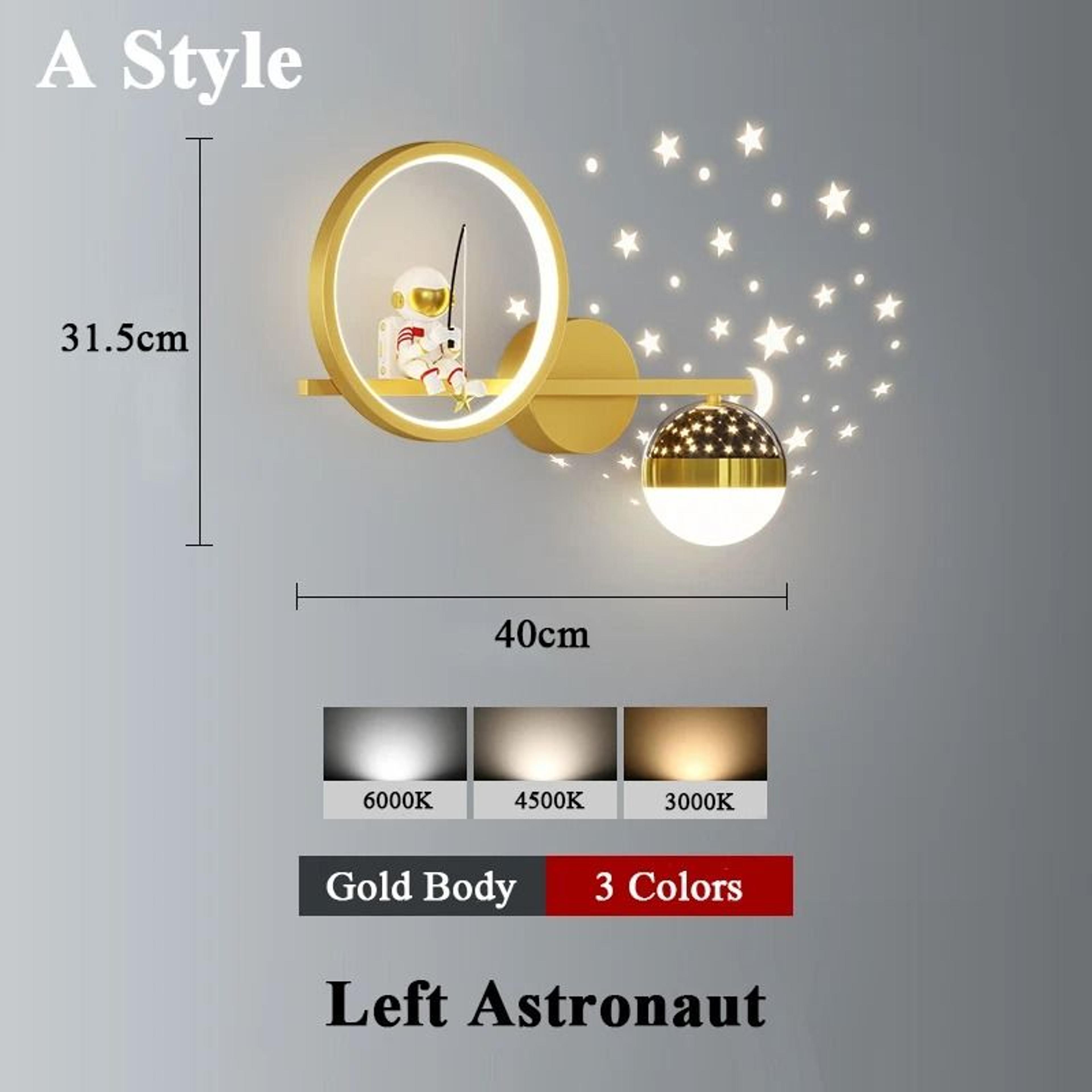 Astronaut Star Projector Wall Lamp LED Kids Bedroom Sconce 2