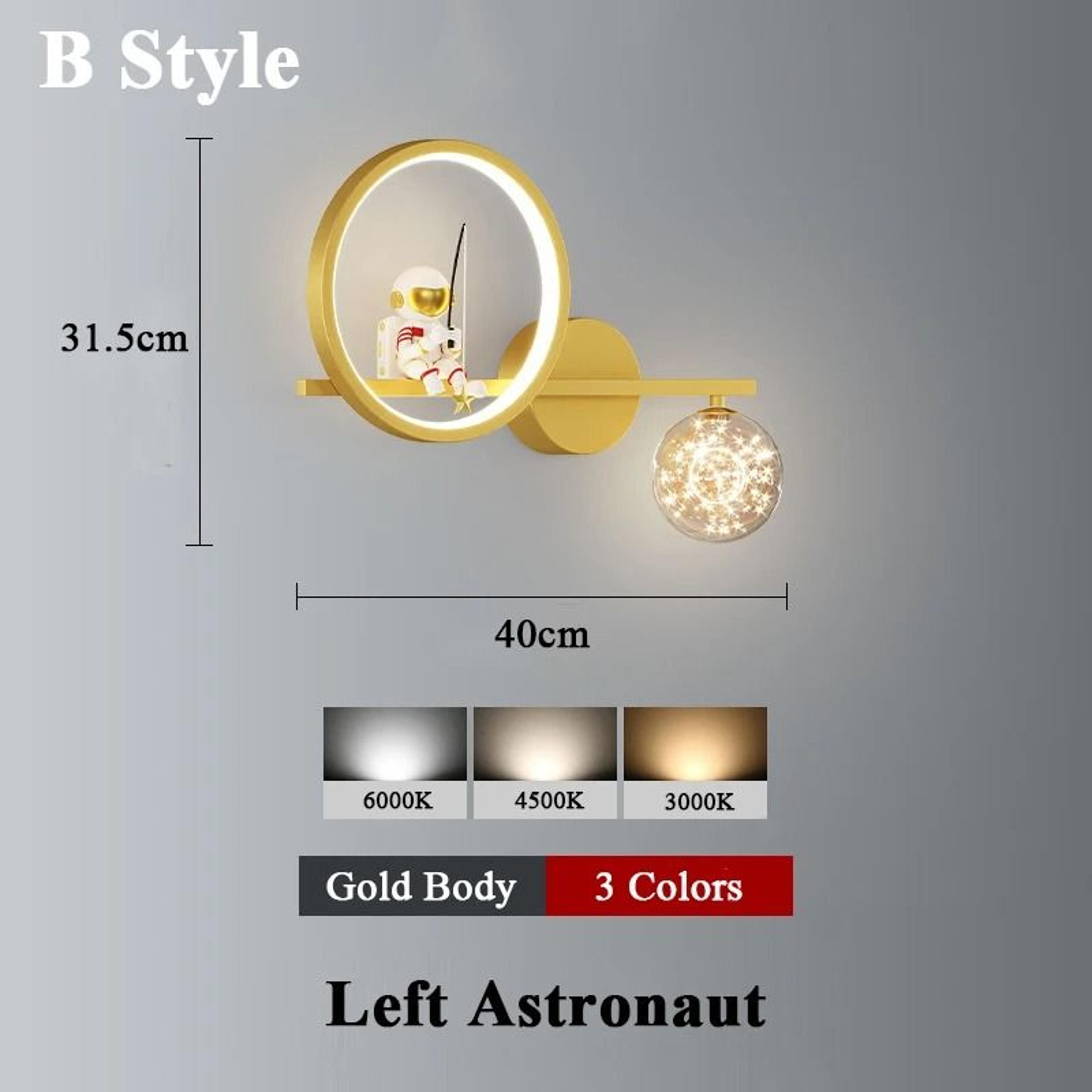 Astronaut Star Projector Wall Lamp LED Kids Bedroom Sconce 8