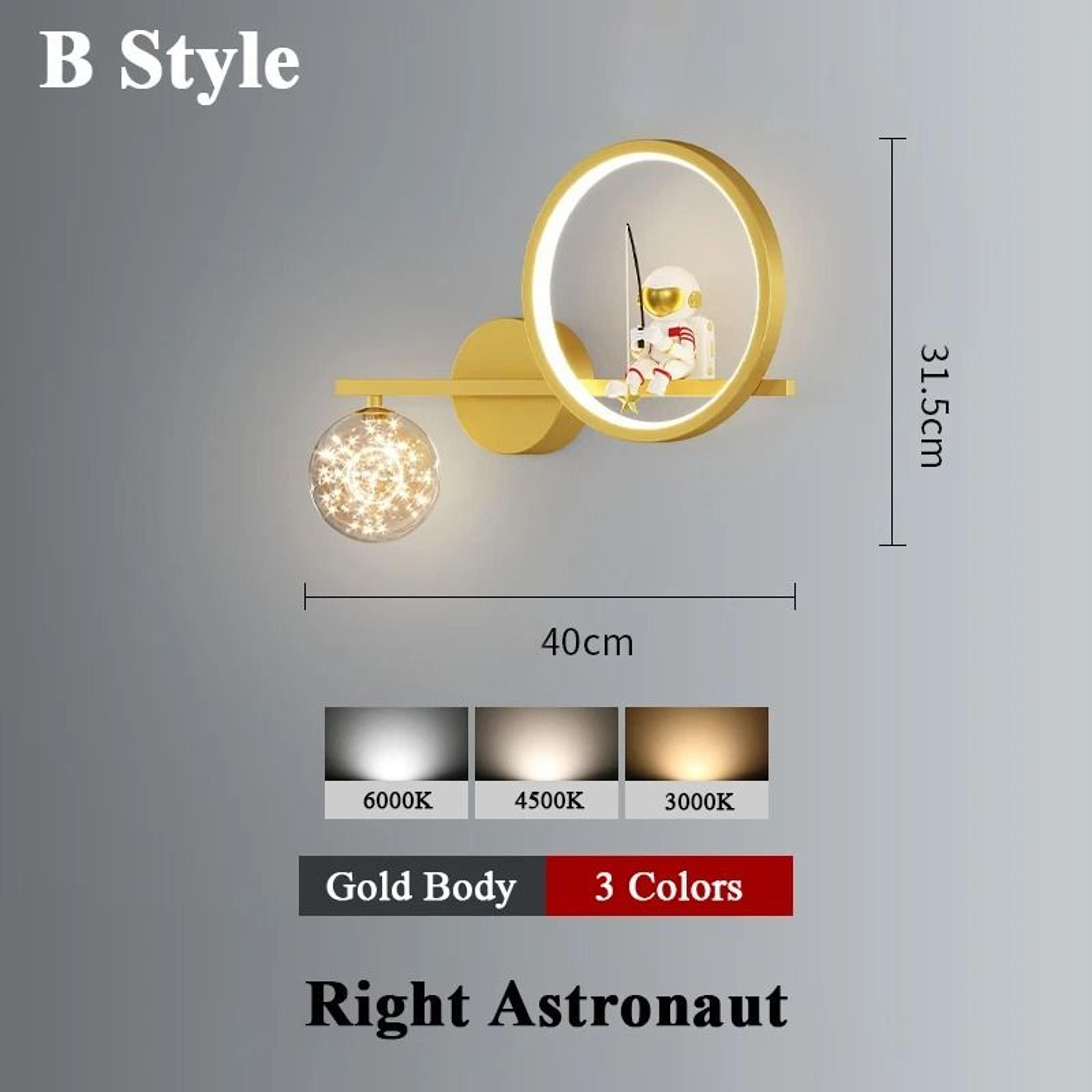 Astronaut Star Projector Wall Lamp LED Kids Bedroom Sconce 7
