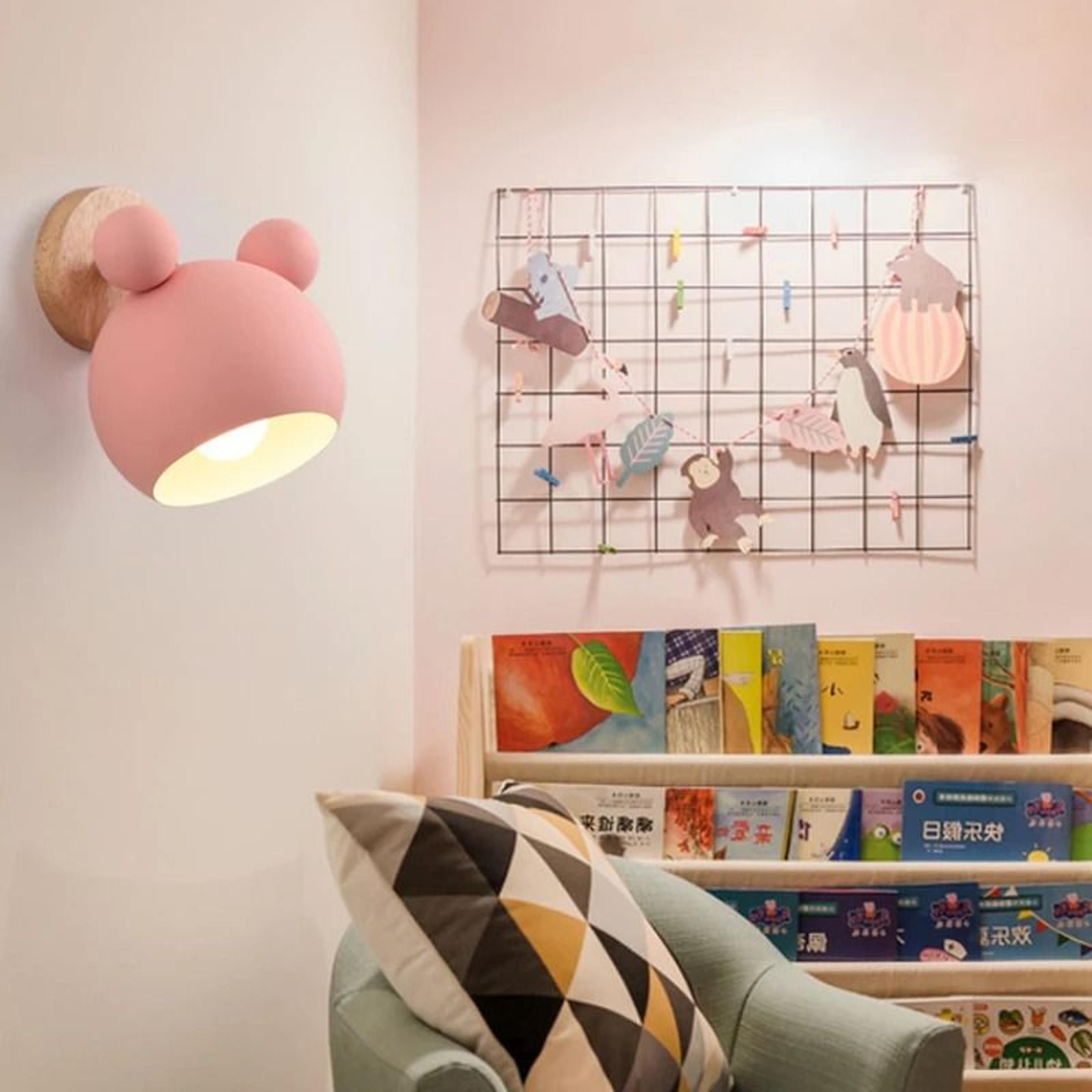 Nordic Macaron Cartoon Wall Lamp Wooden Kids Bedside Light 8