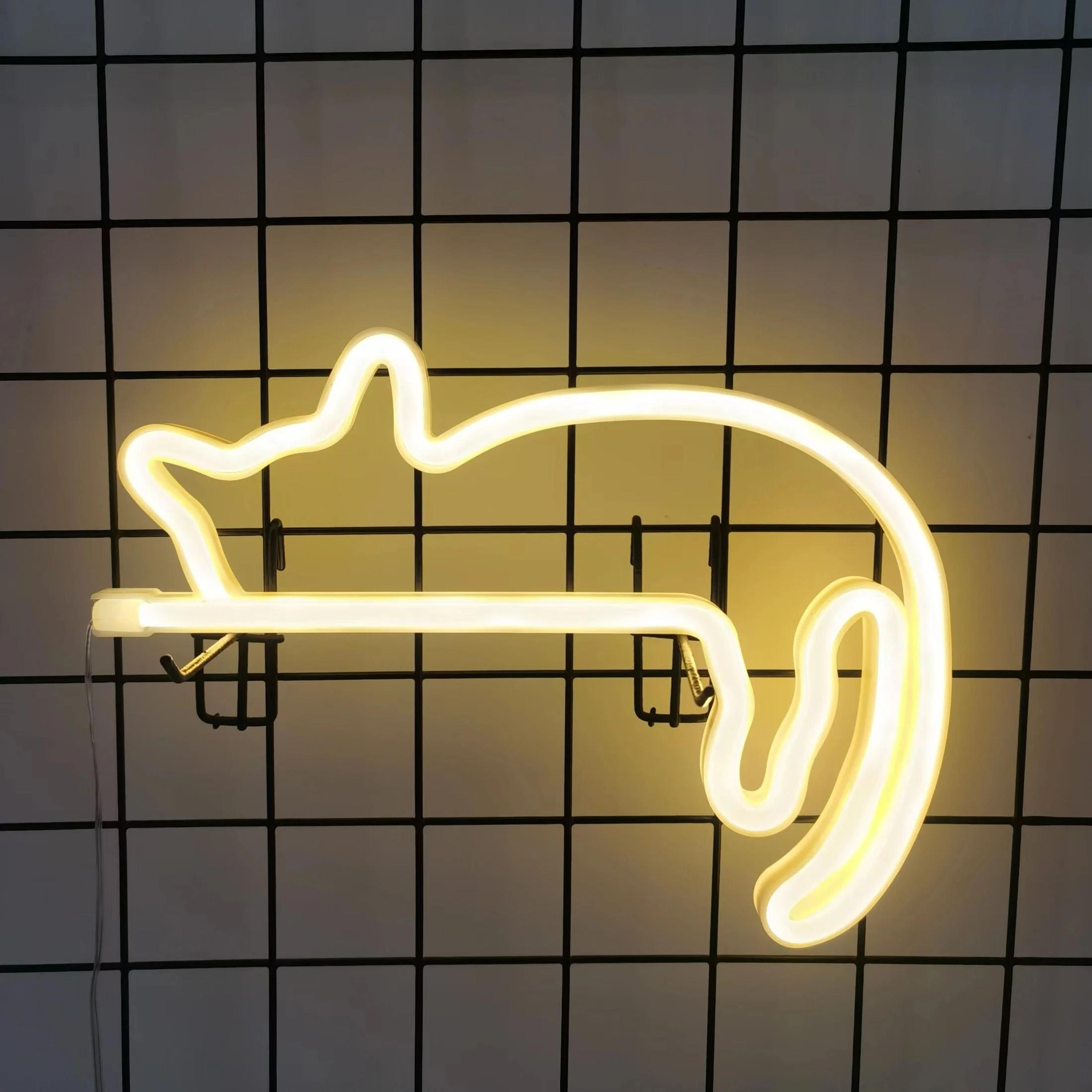 Cute Cat Neon Light LED Bedroom Wall Decor 8