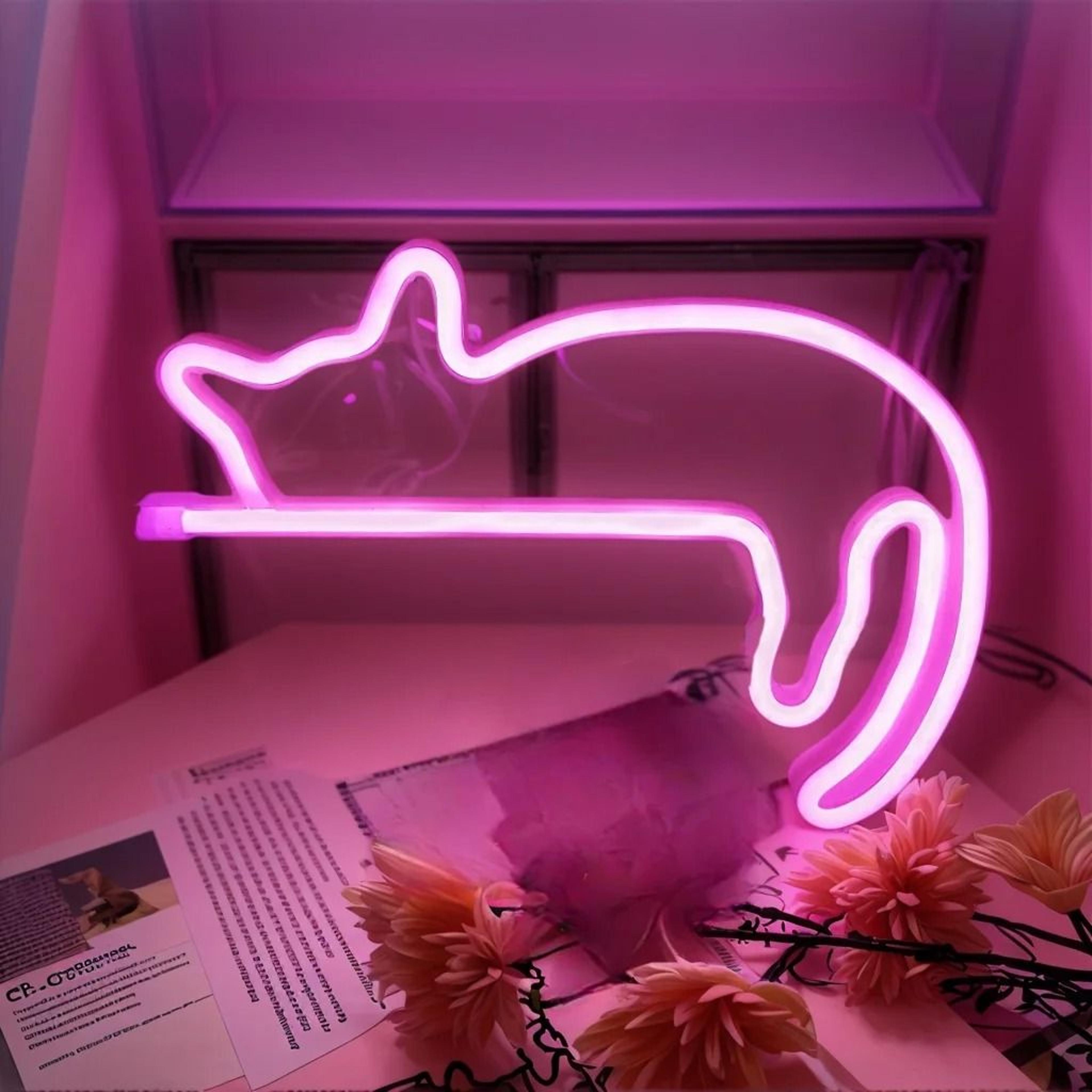 Cute Cat Neon Light LED Bedroom Wall Decor 10