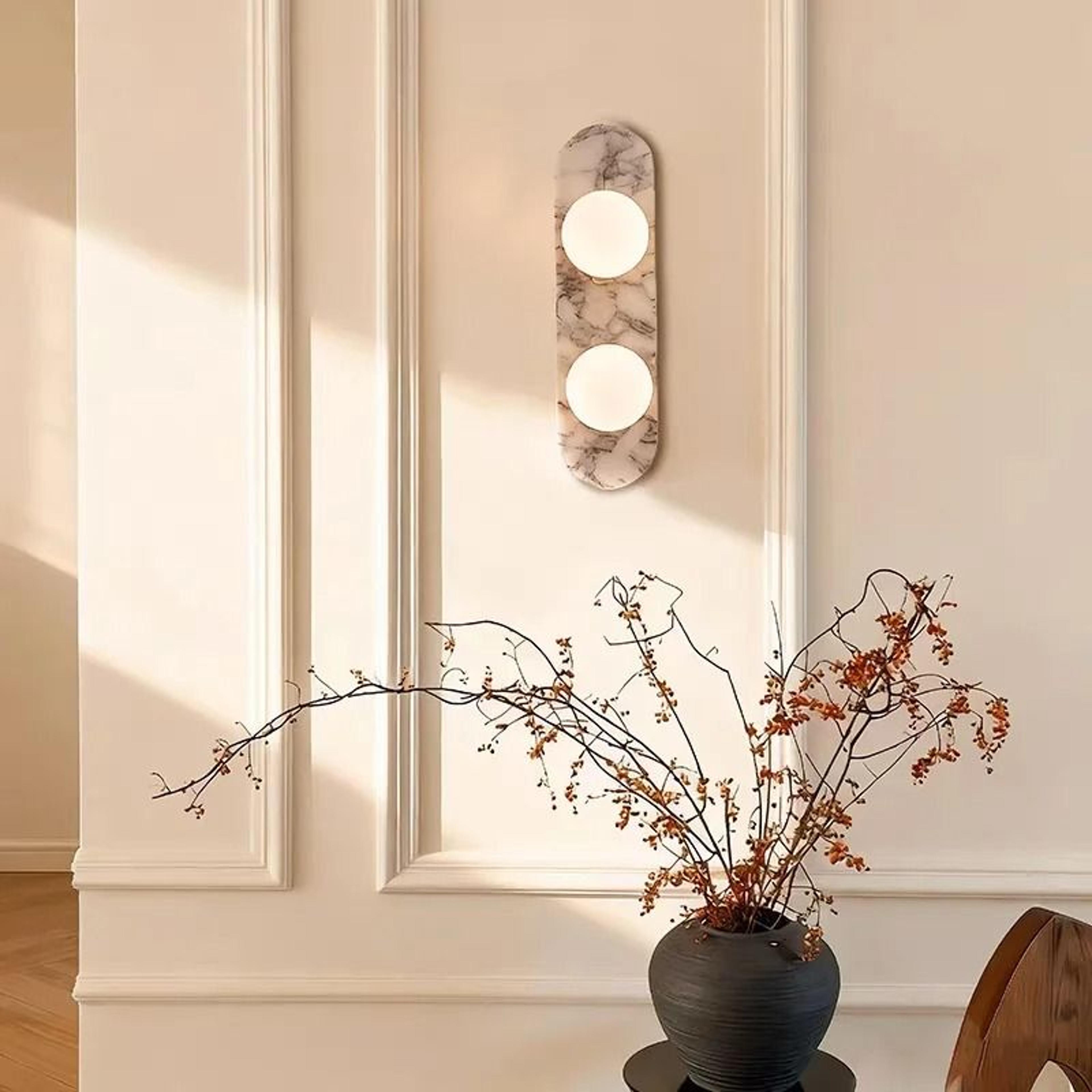Luxury Natural Marble Wall Lamp White Glass LED Sconce 6