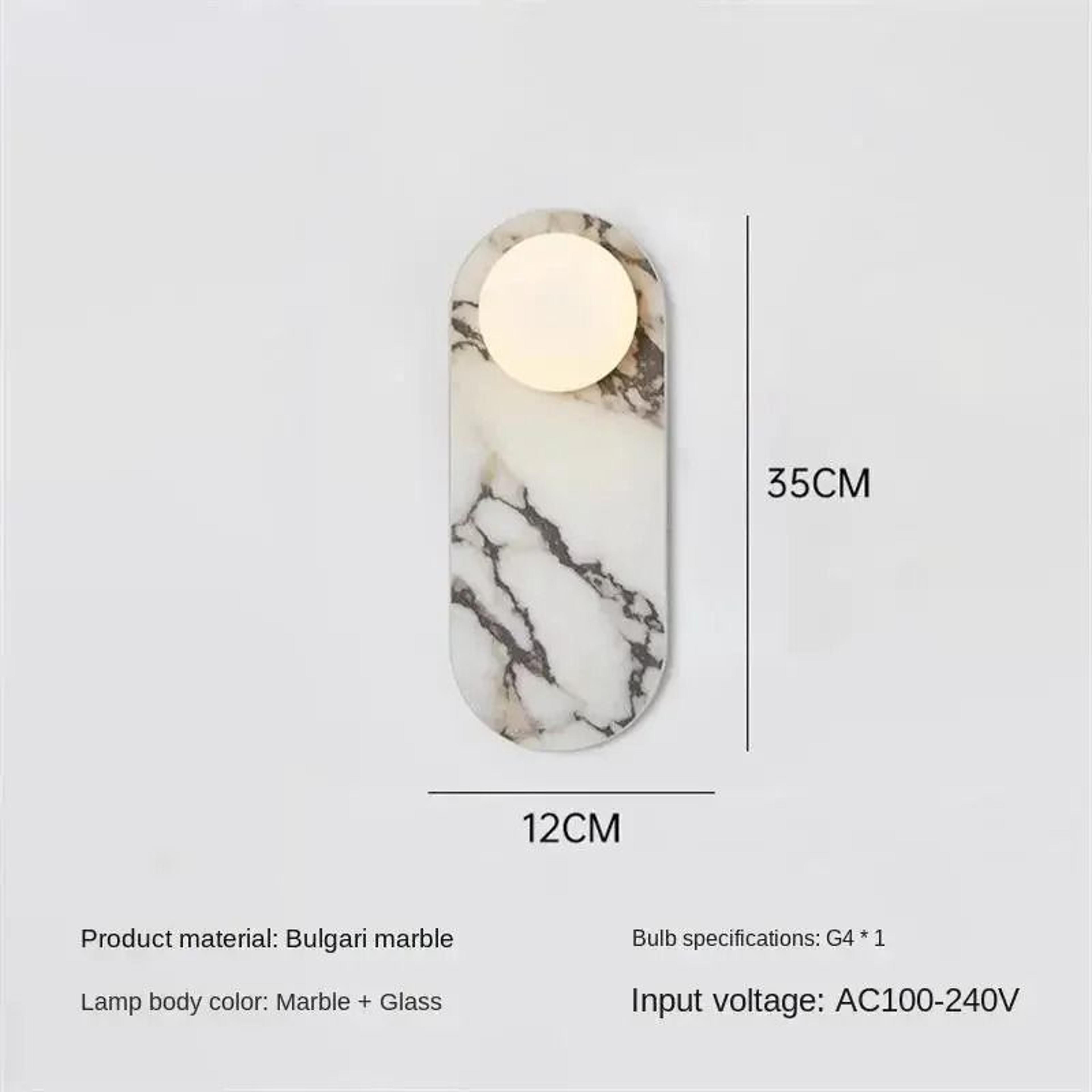Luxury Natural Marble Wall Lamp White Glass LED Sconce 1