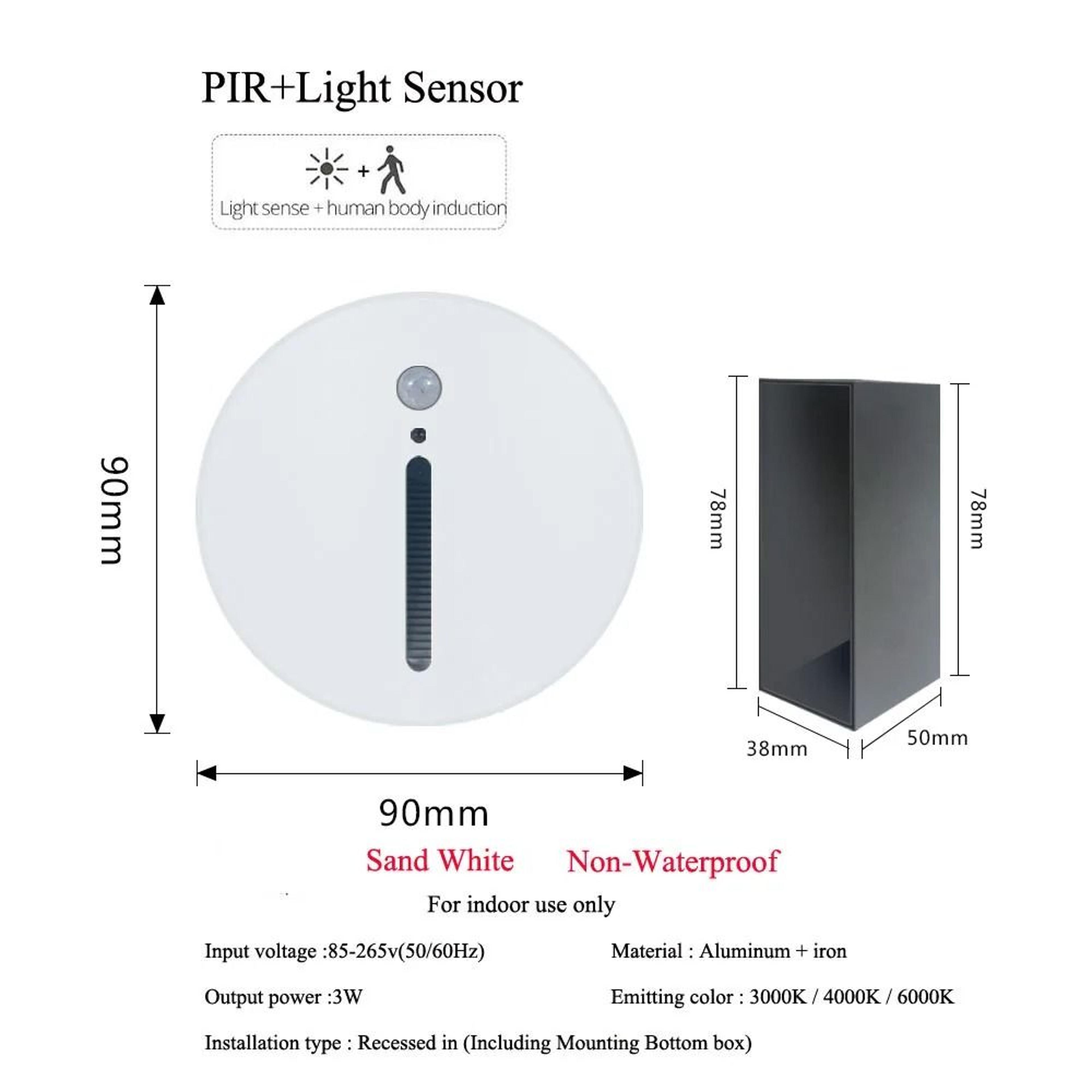 3W PIR Motion Sensor Stair Light Slim LED Wall Lamp 6