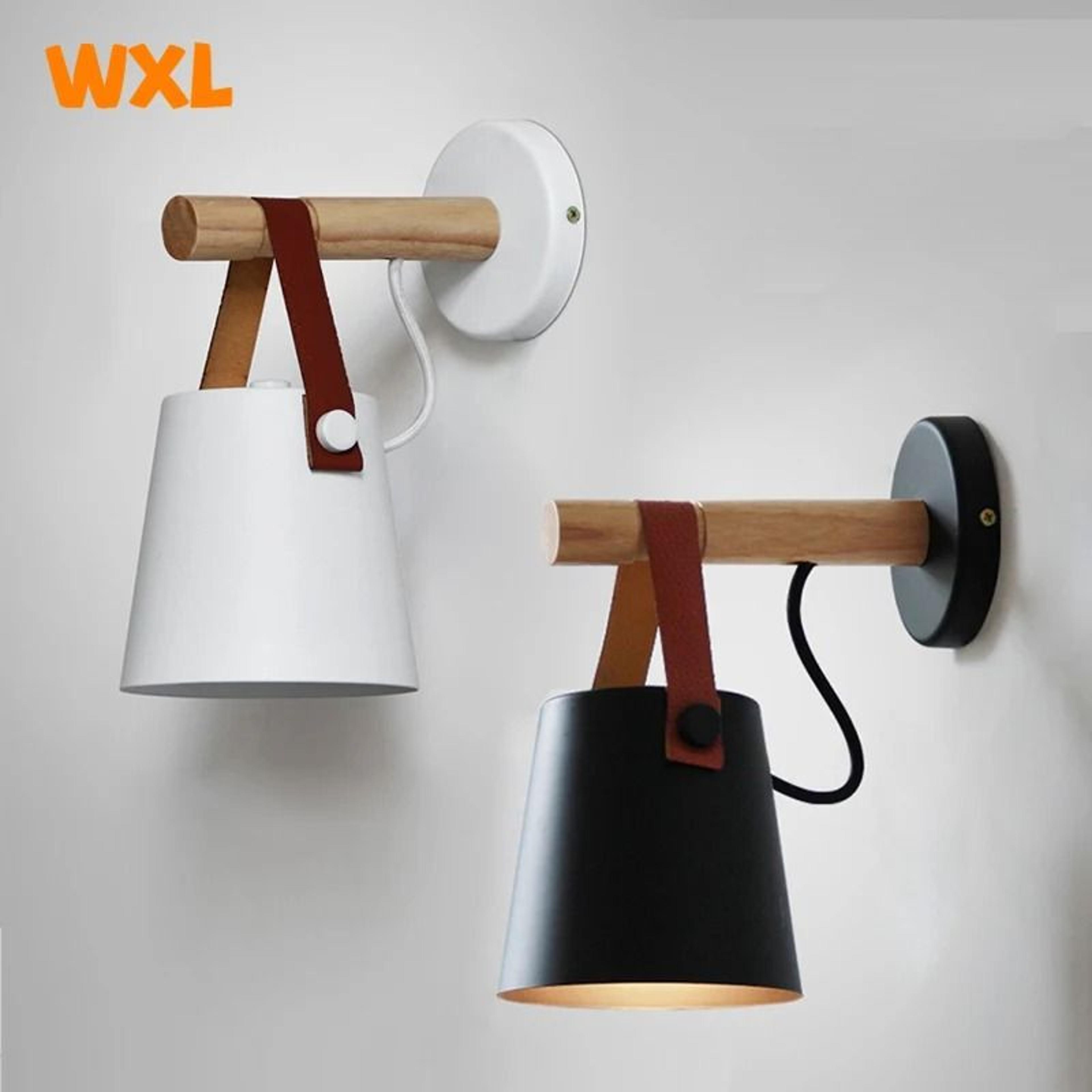 nordic wooden wall lamp e27 belt bedside sconce
