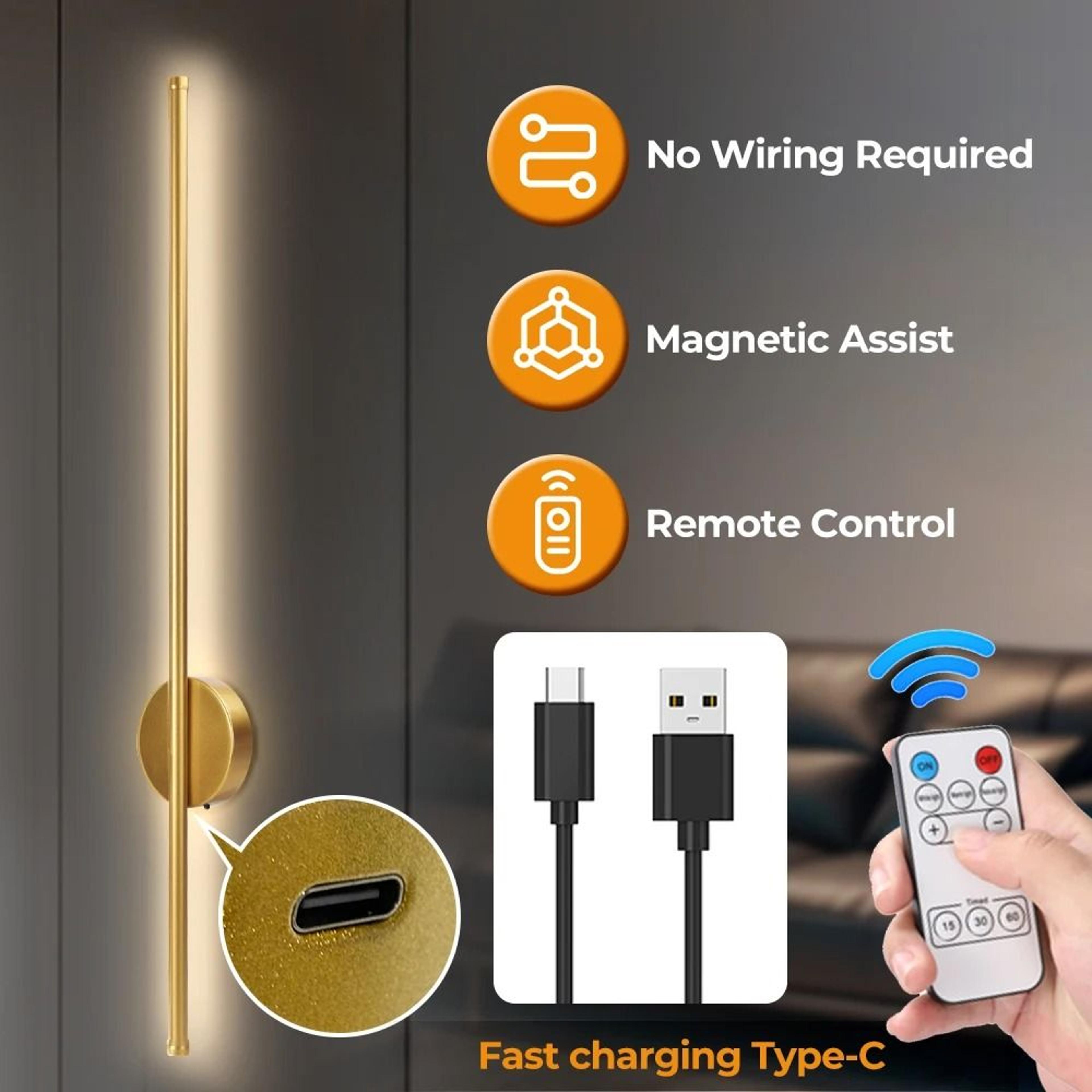 2 Piece Magnetic Rechargeable Wall Lamp Wireless LED Sconce Set 0