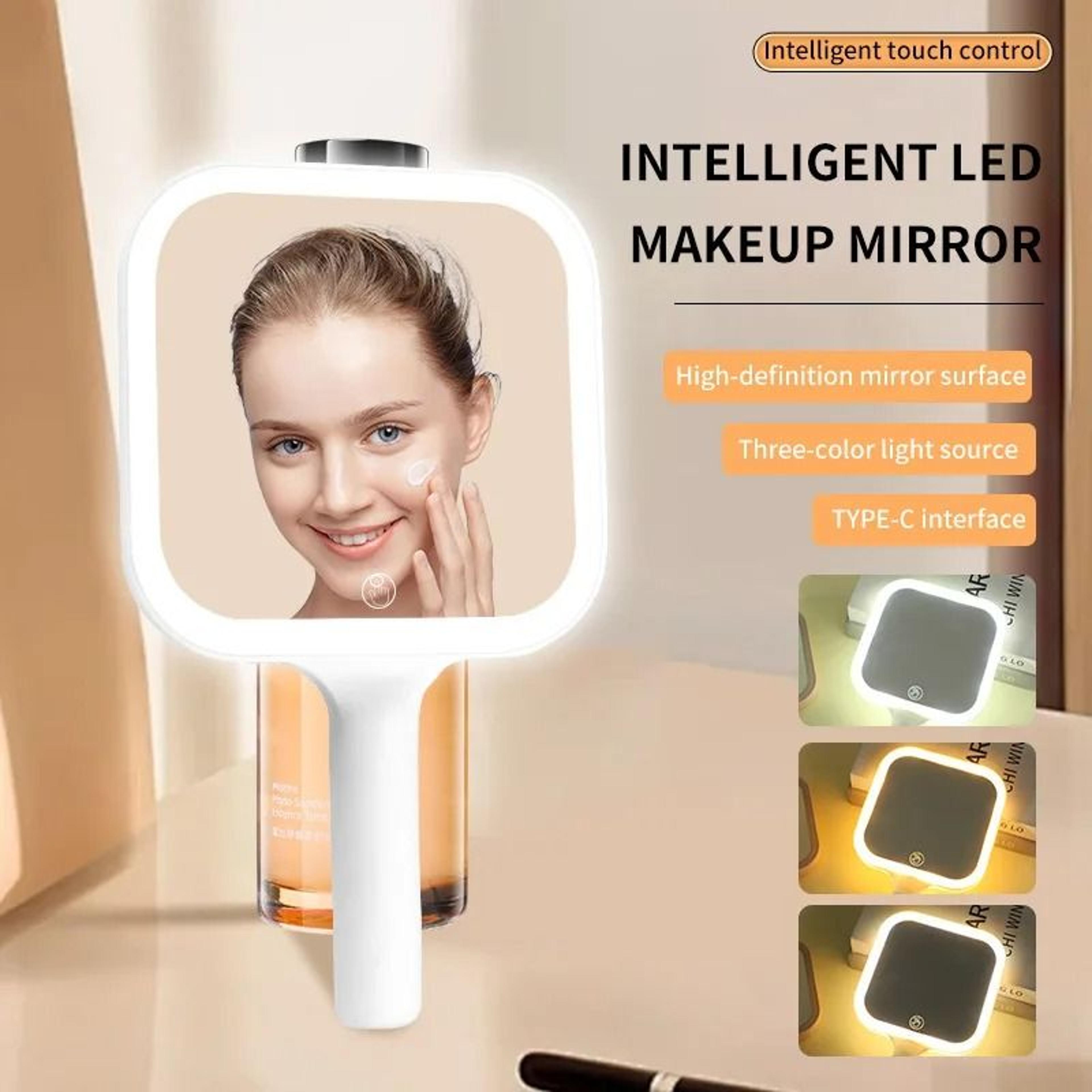 Portable LED Makeup Mirror With Handle And 3 Color Light 8