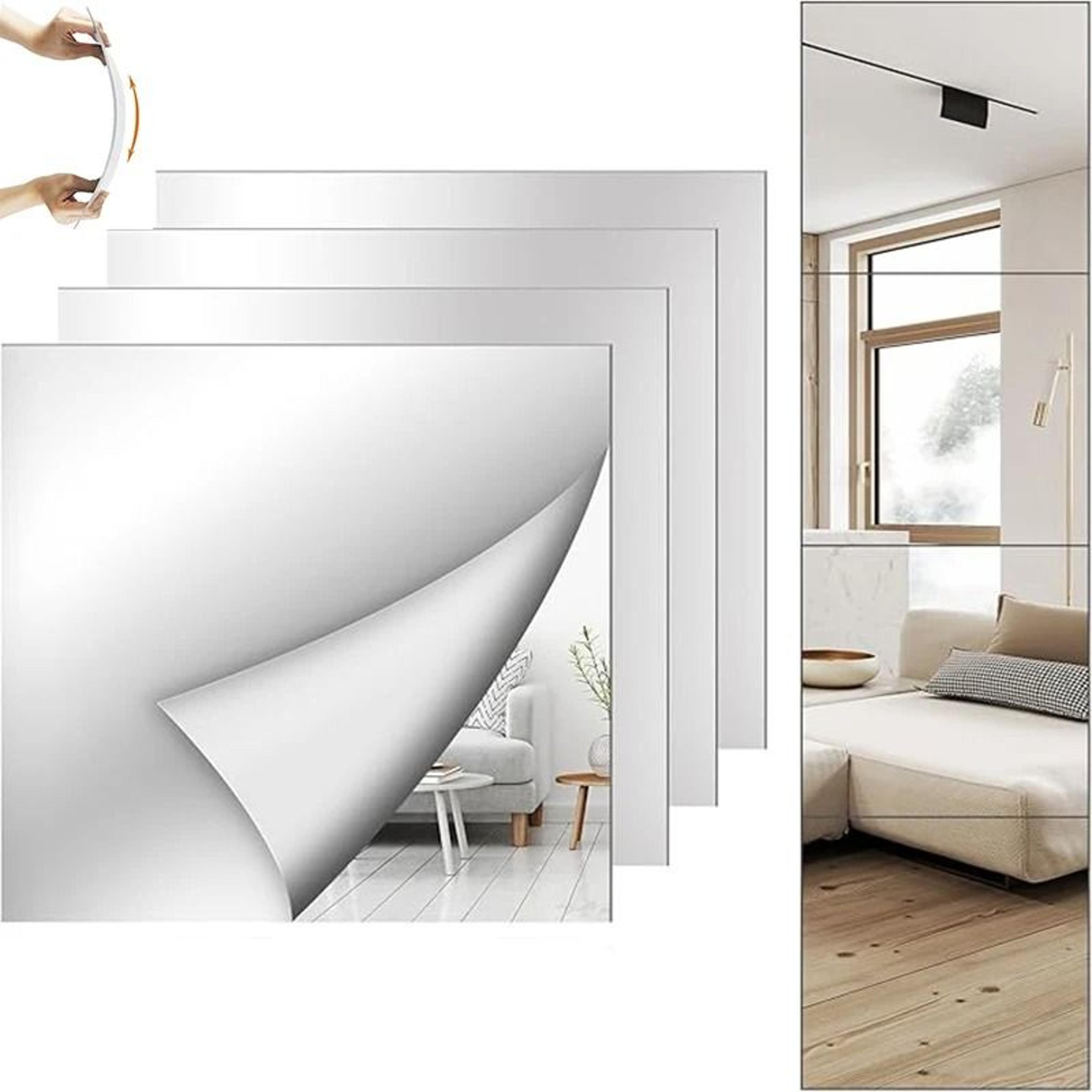 Easy Peel Self Adhesive Mirror Sheets Flexible Non Glass Wall Mirror Set 0