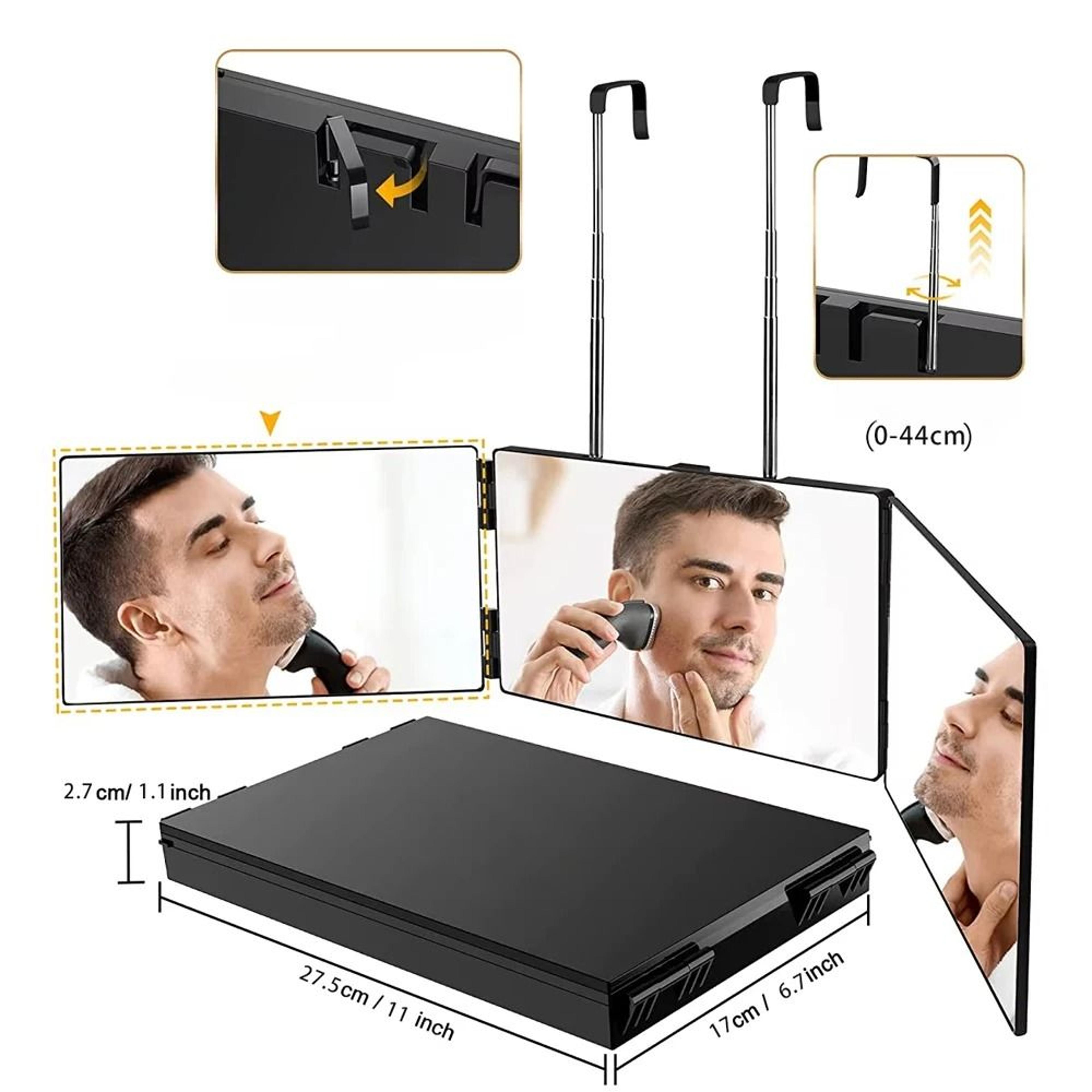 360 View 3 Way Haircut Mirror Adjustable Telescoping Hook Grooming Mirror 8