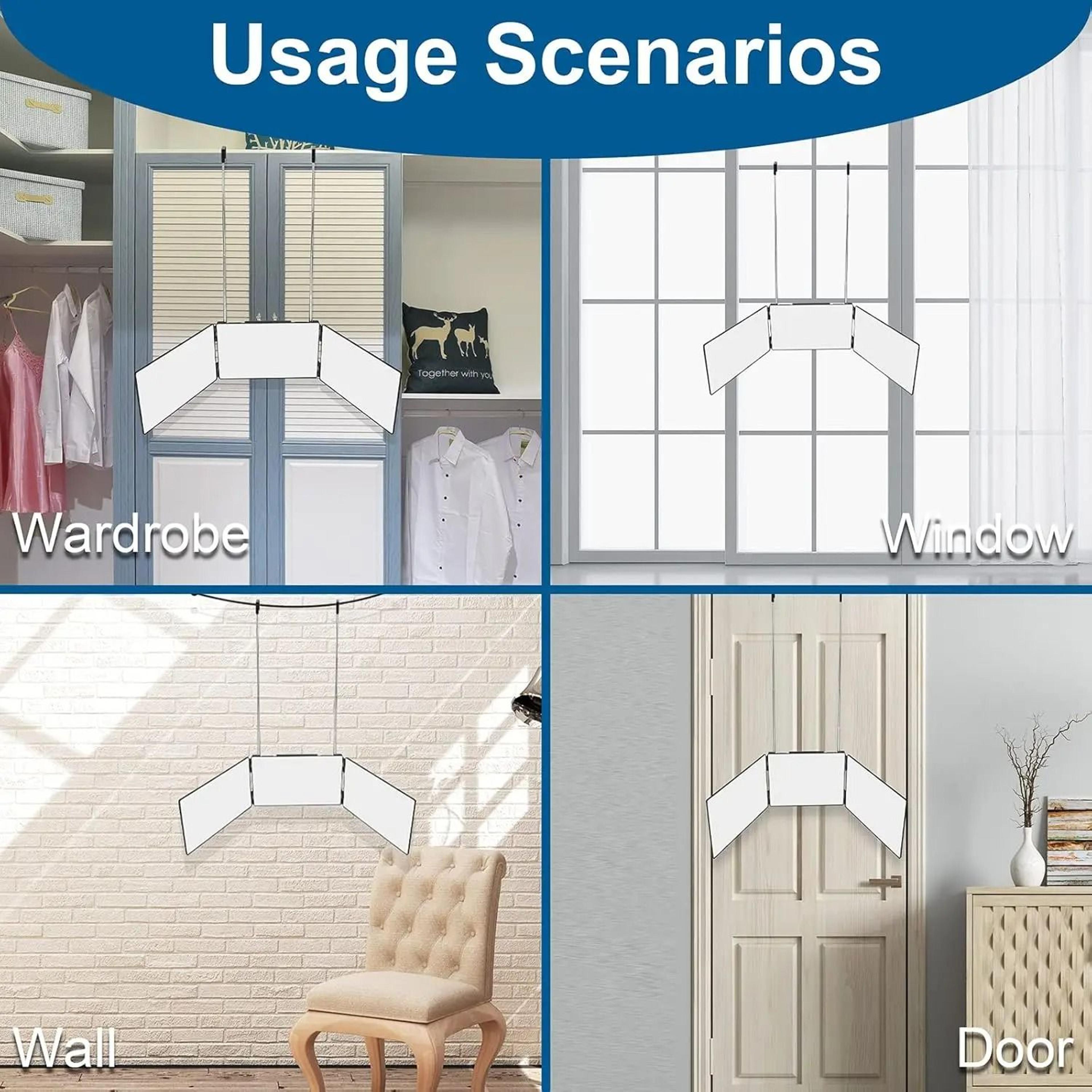 360 View 3 Way Haircut Mirror Adjustable Telescoping Hook Grooming Mirror 6
