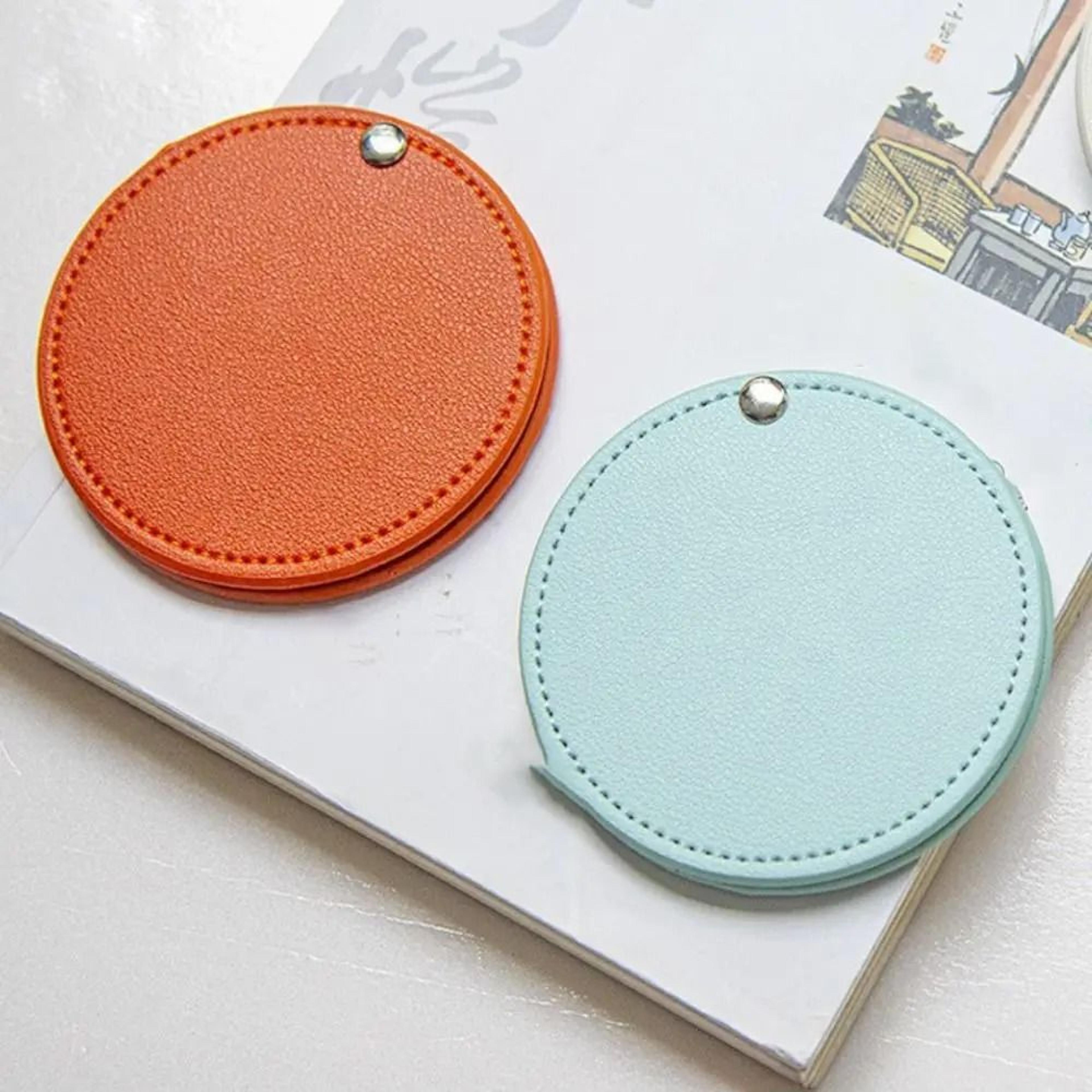 Ultra Thin PU Leather Pocket Mirror Double Sided Stainless Steel Travel Mirror 16