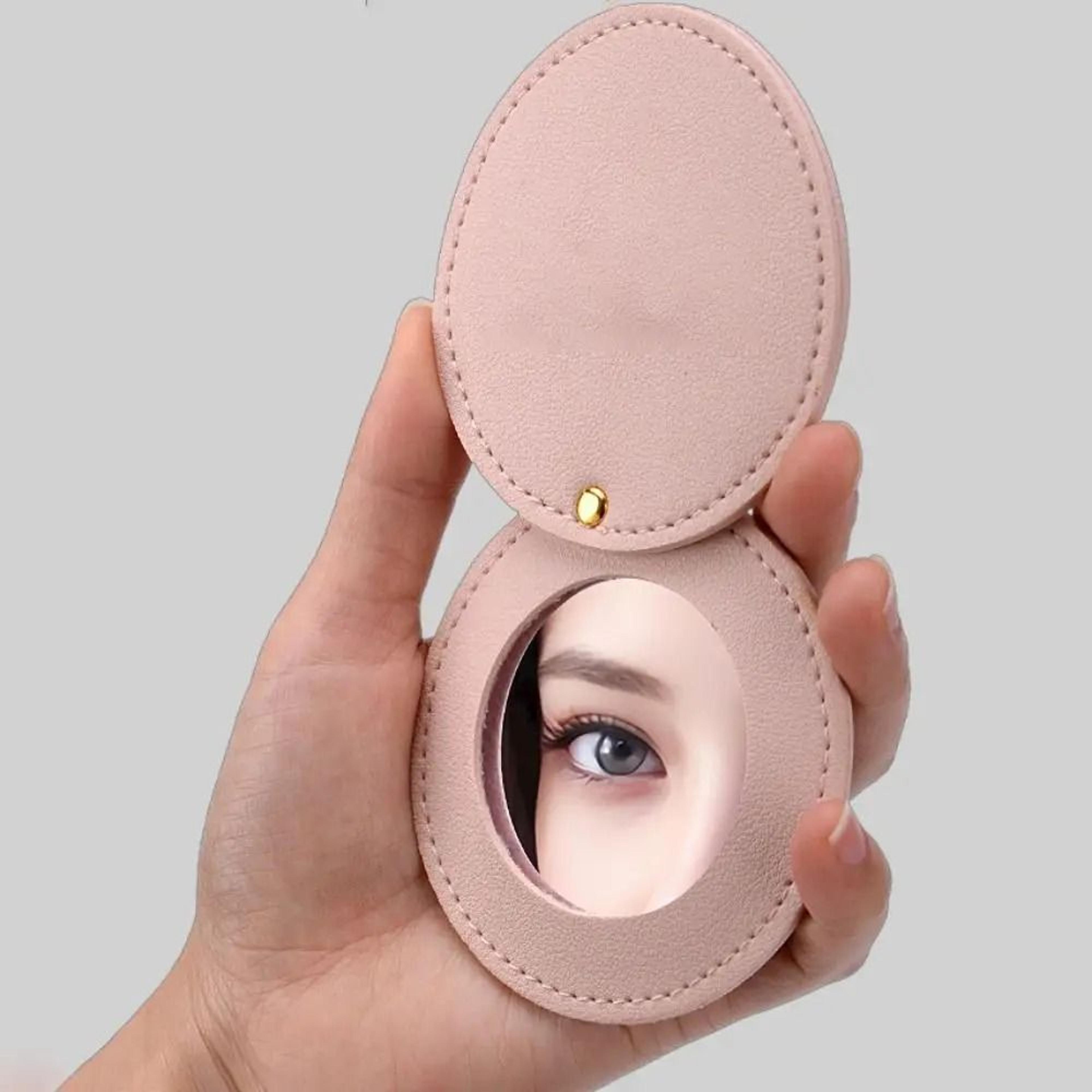 Ultra Thin PU Leather Pocket Mirror Double Sided Stainless Steel Travel Mirror 18
