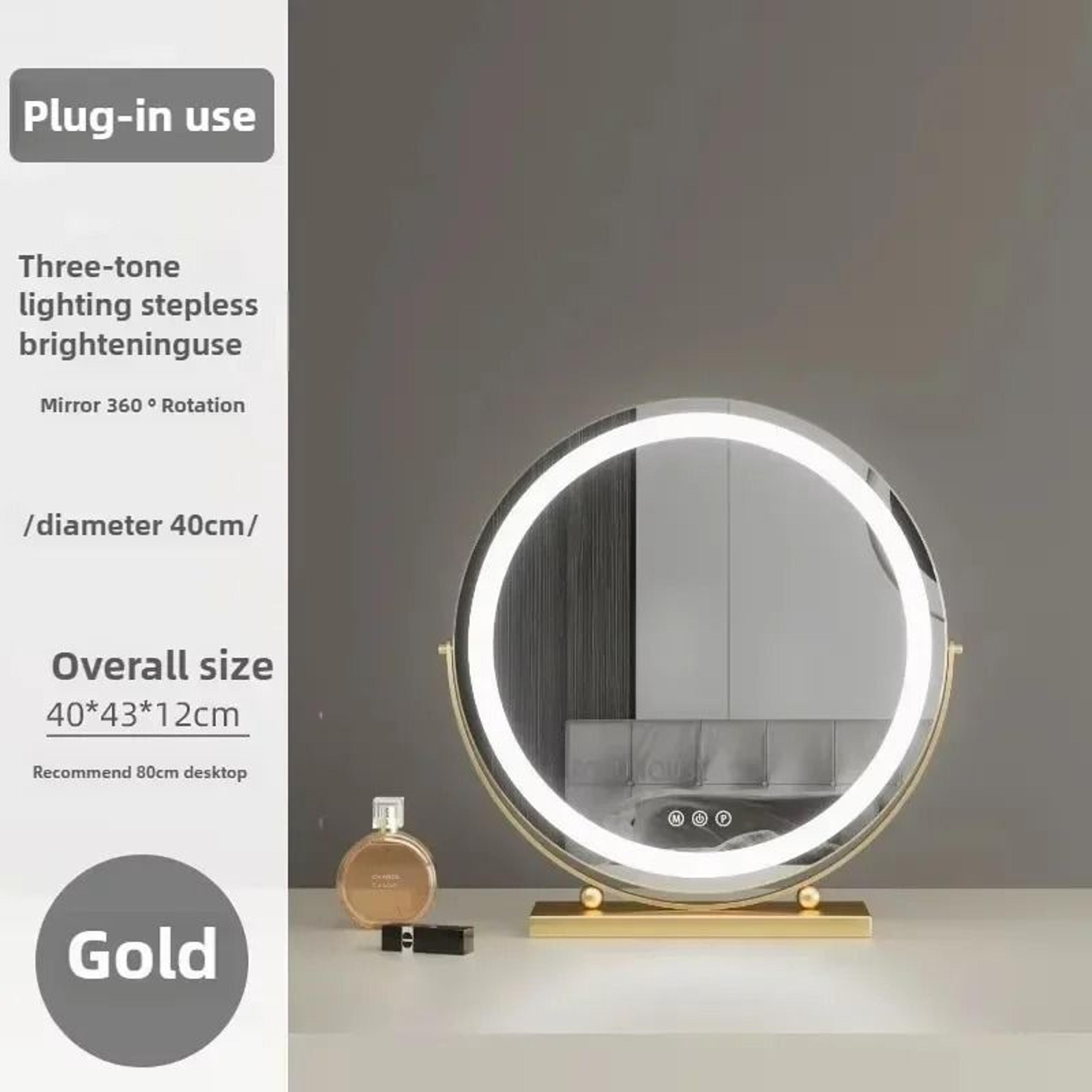 Modern Round LED Makeup Mirror Rechargeable Desktop Vanity Beauty Mirror 6