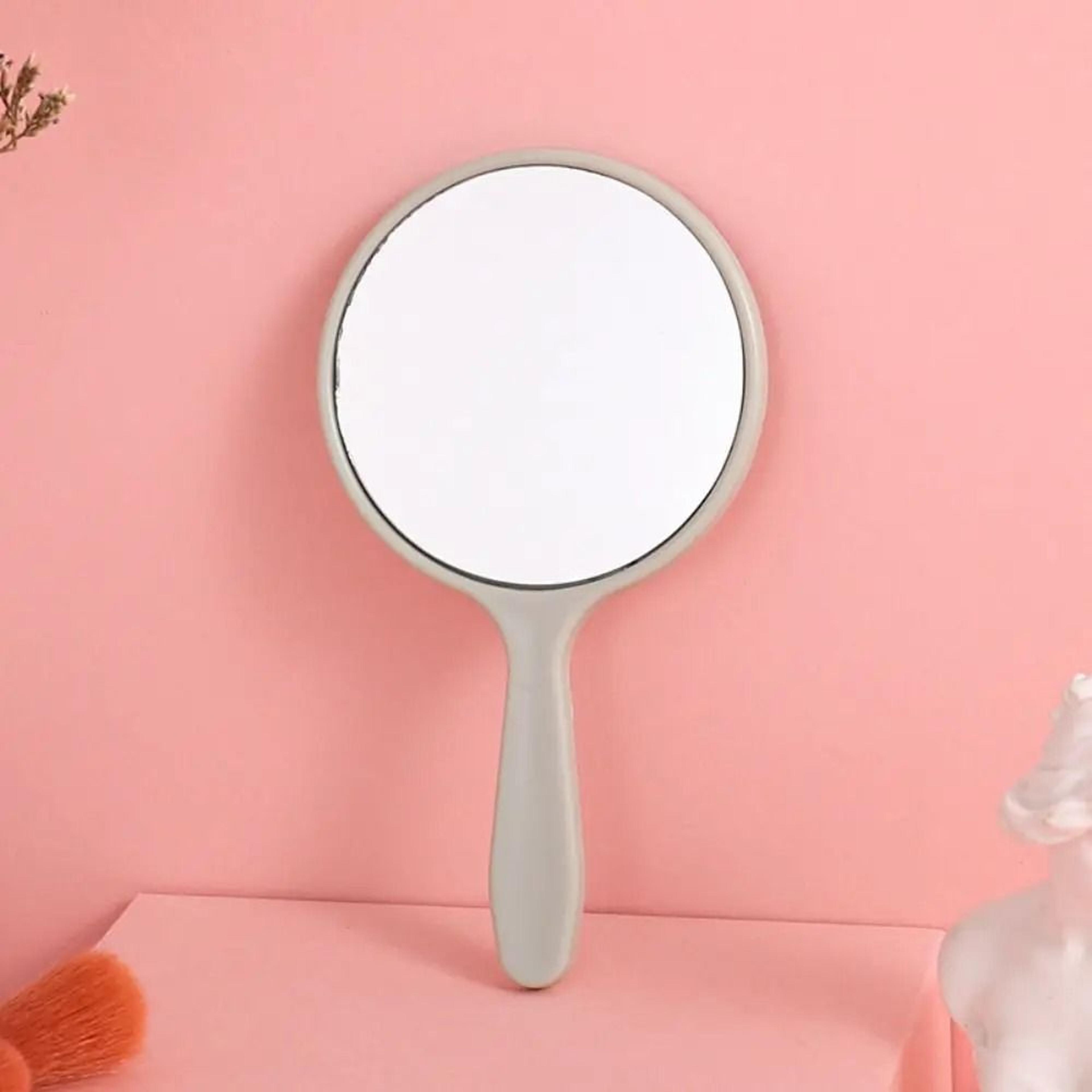 Durable Round Handheld Makeup Mirror Portable Anti Fall Beauty Vanity Mirror 14