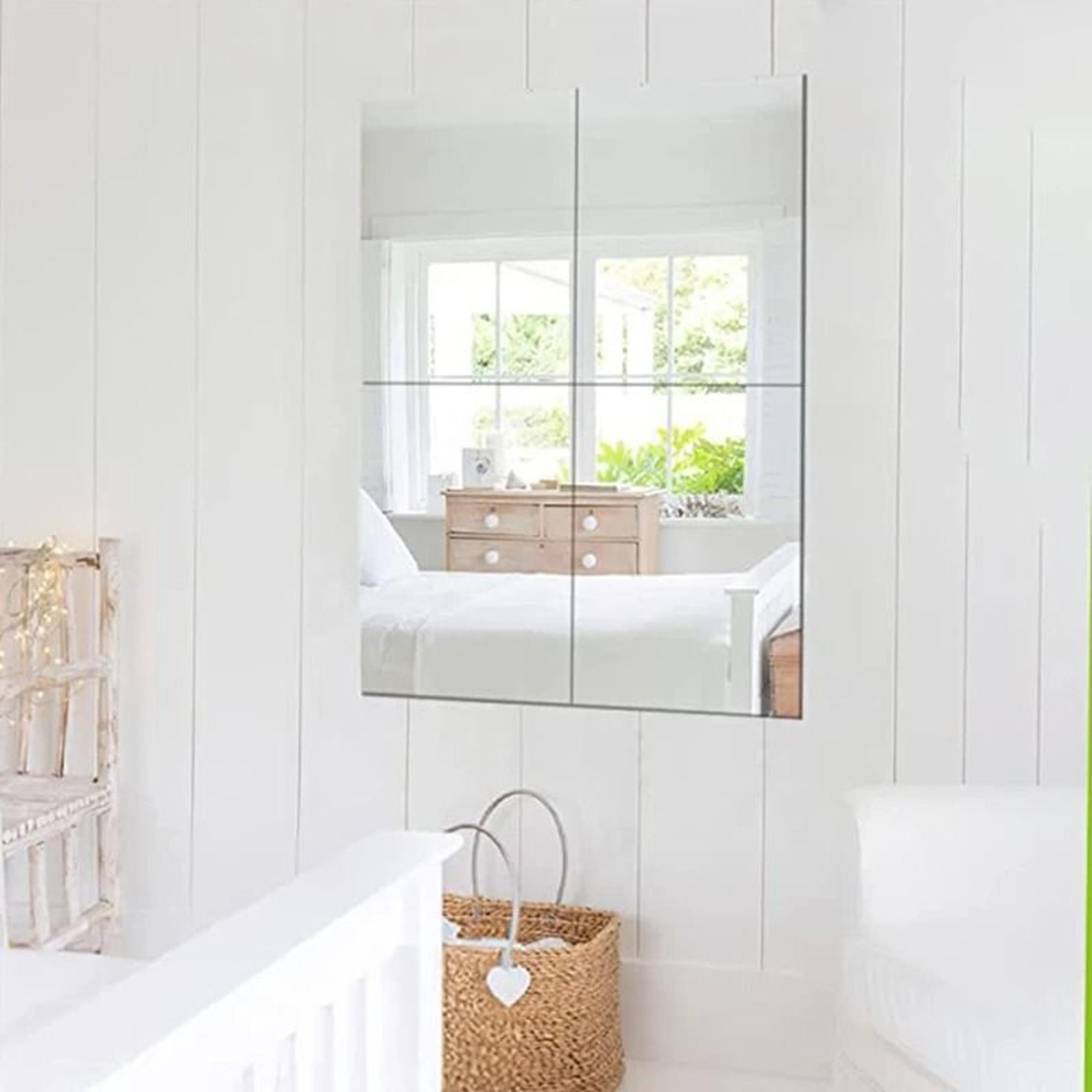 Easy Install Acrylic Mirror Sheets 4 Piece Flexible Non Glass Wall Mirror Tiles 3
