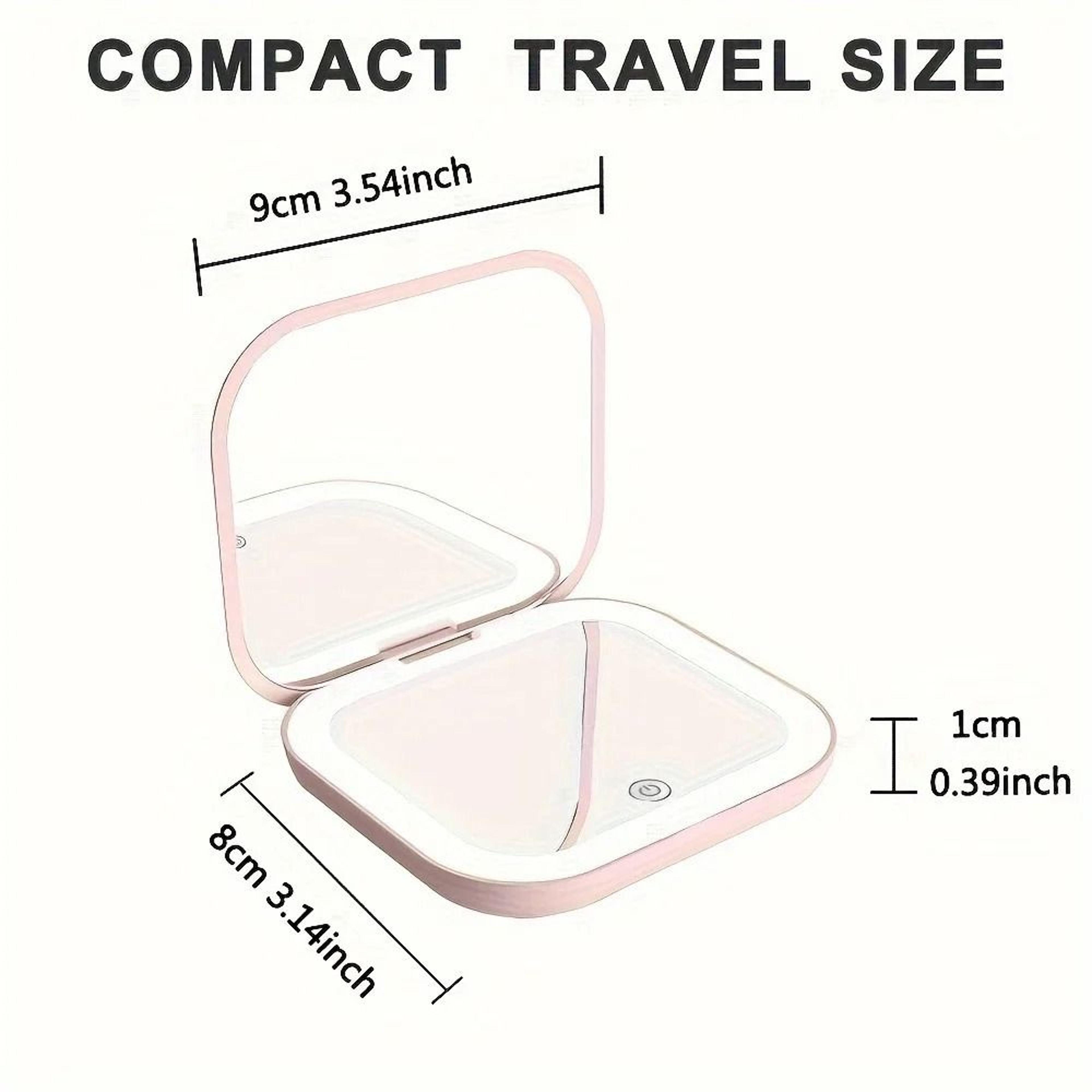 Compact LED Pocket Makeup Mirror 2X Magnifying Folding Travel Beauty Mirror 3