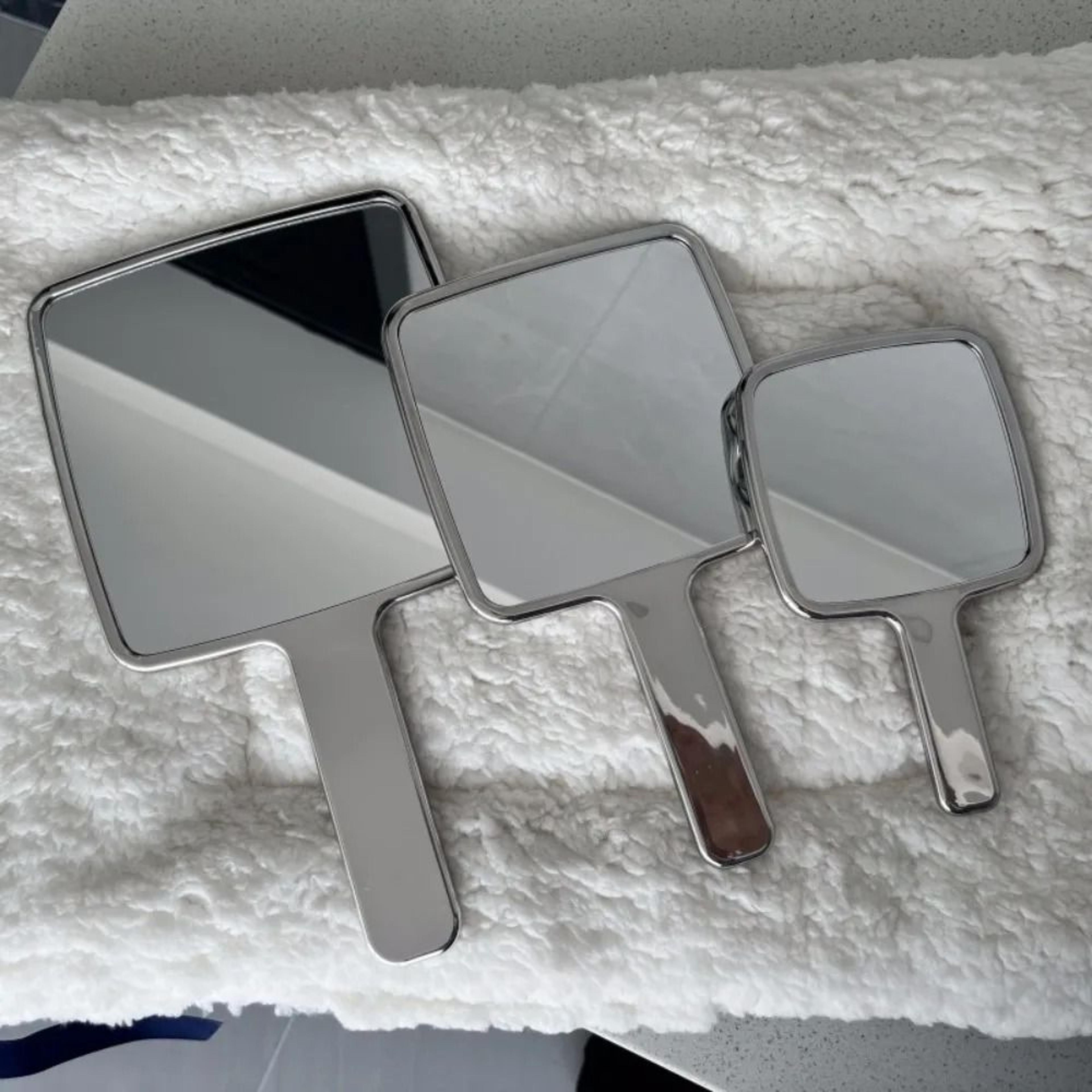 Elegant Electroplated Handheld Makeup Mirror HD Round Square Travel Beauty Mirror 3