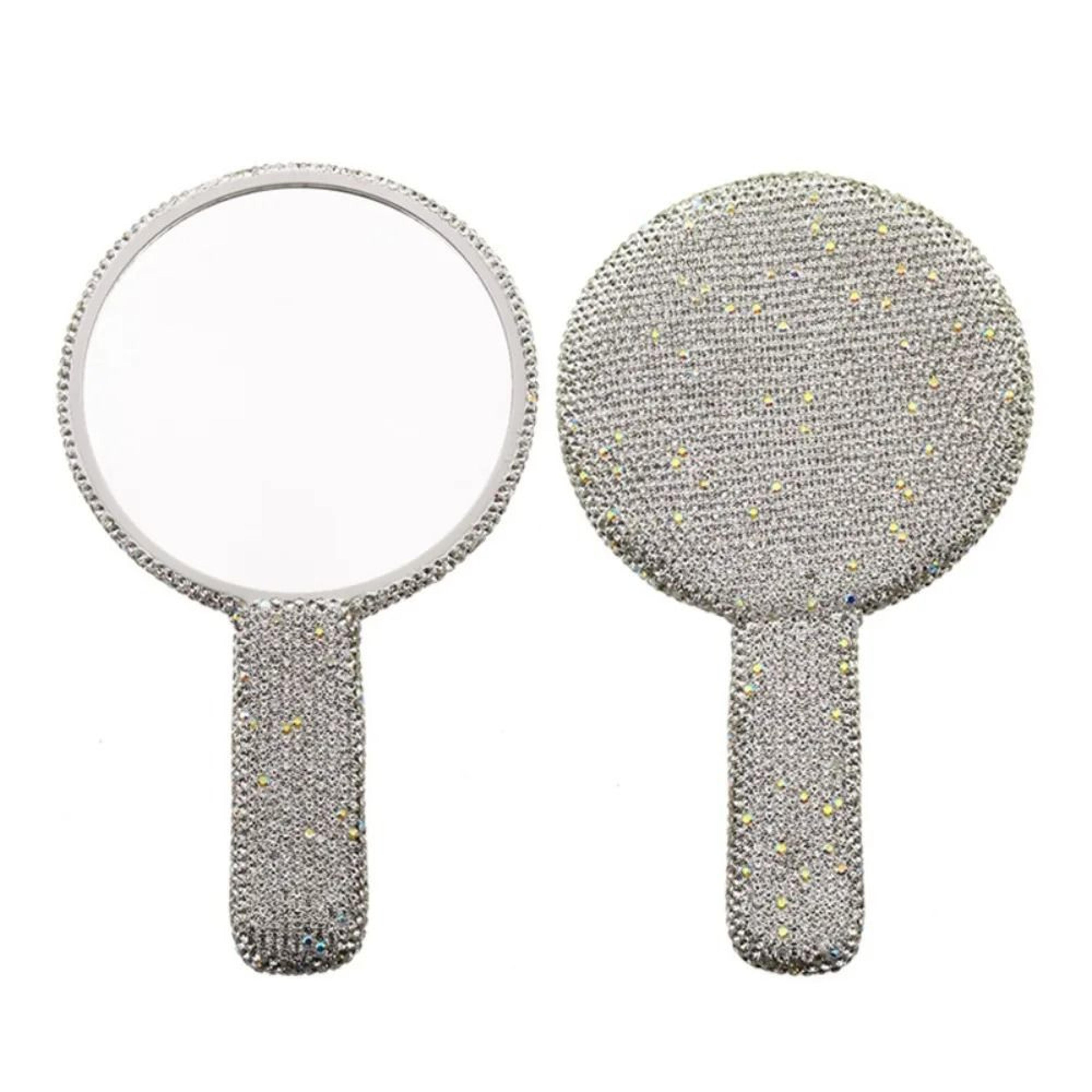 Glam Rhinestone Handheld Makeup Mirror Bling Heart Round Square Beauty Mirror 3