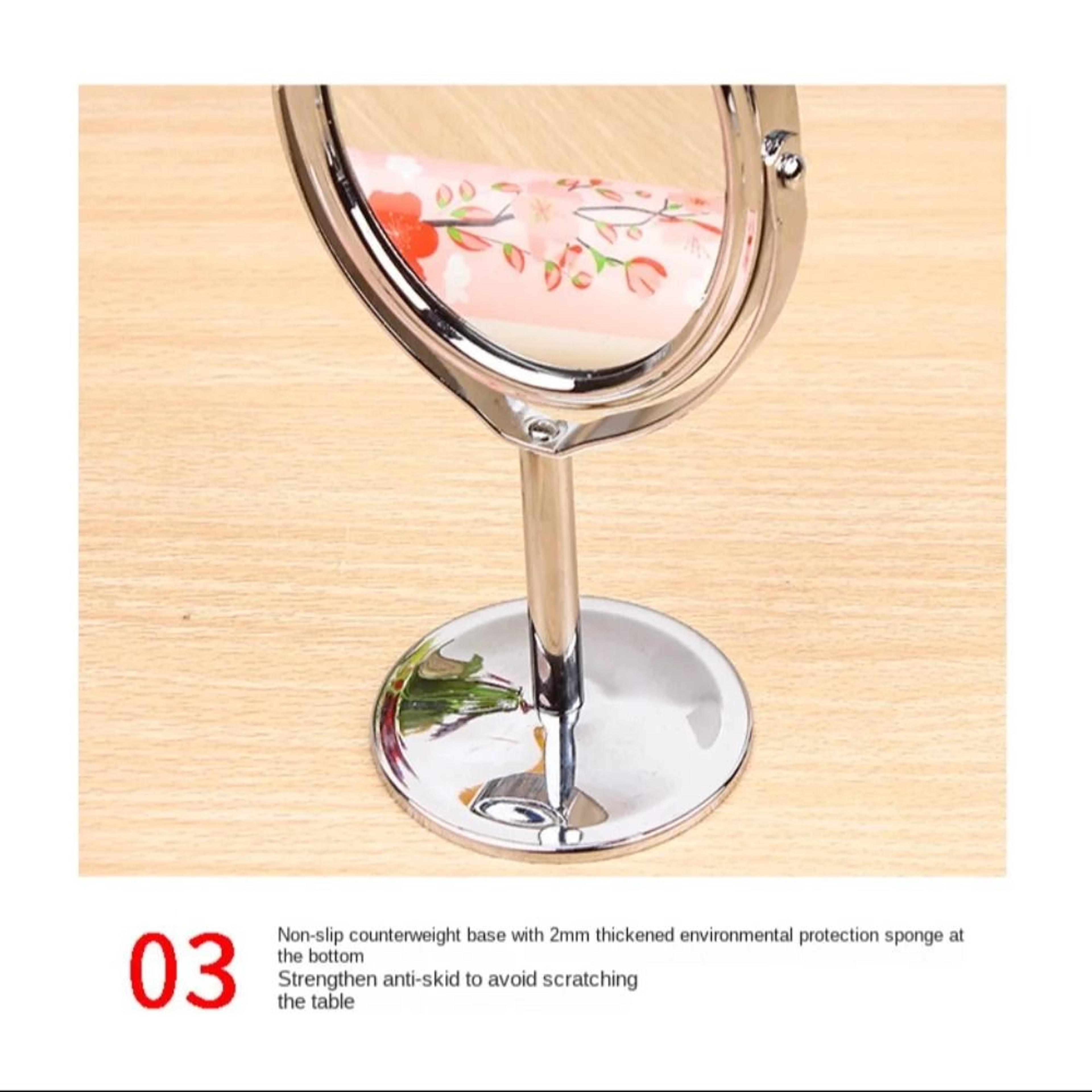 360 Rotating Double Sided Vanity Mirror 2X Magnifying Metal Desktop Makeup Mirror 4