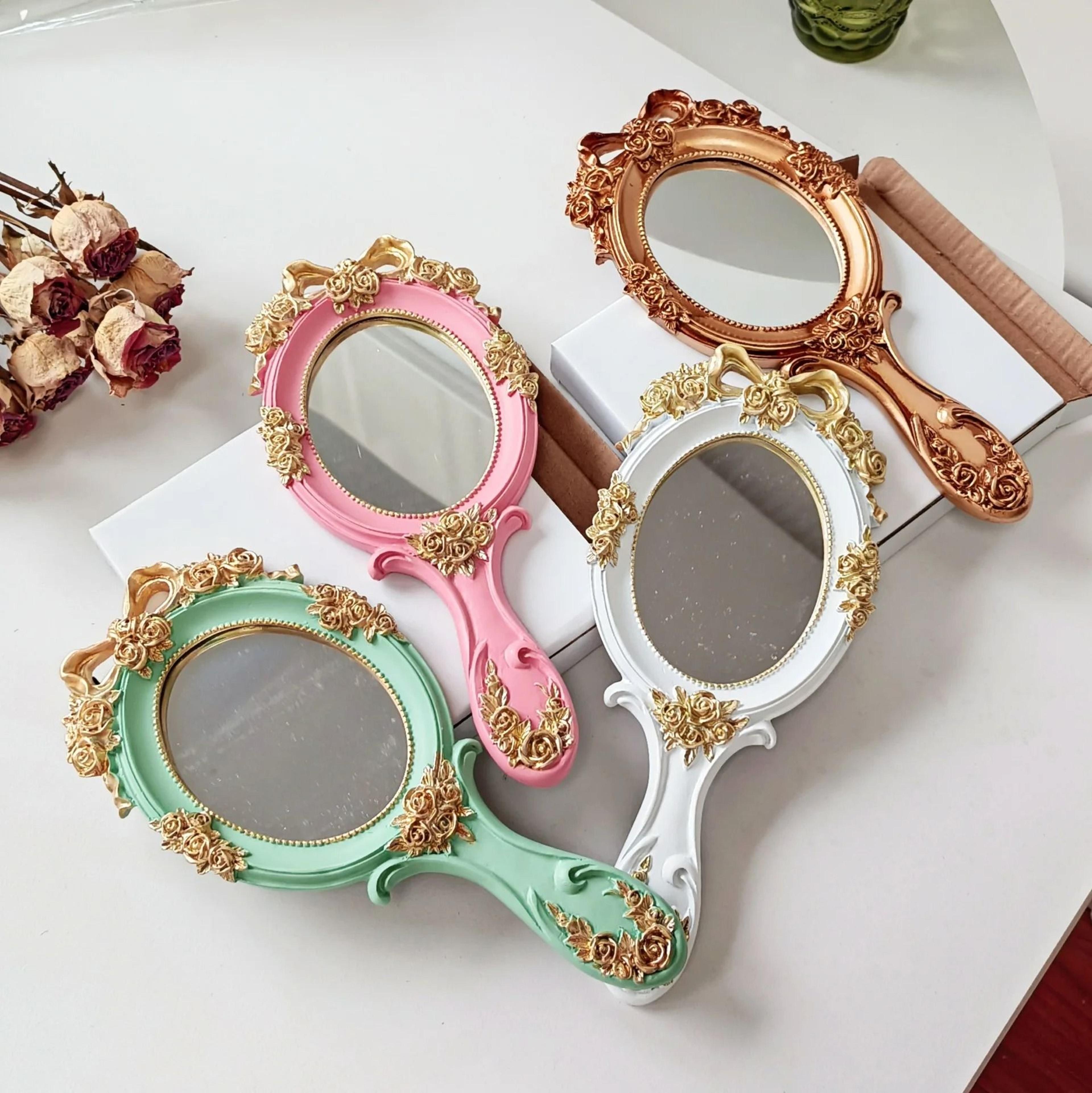 vintage handheld mirror european style retro makeup vanity beauty mirror
