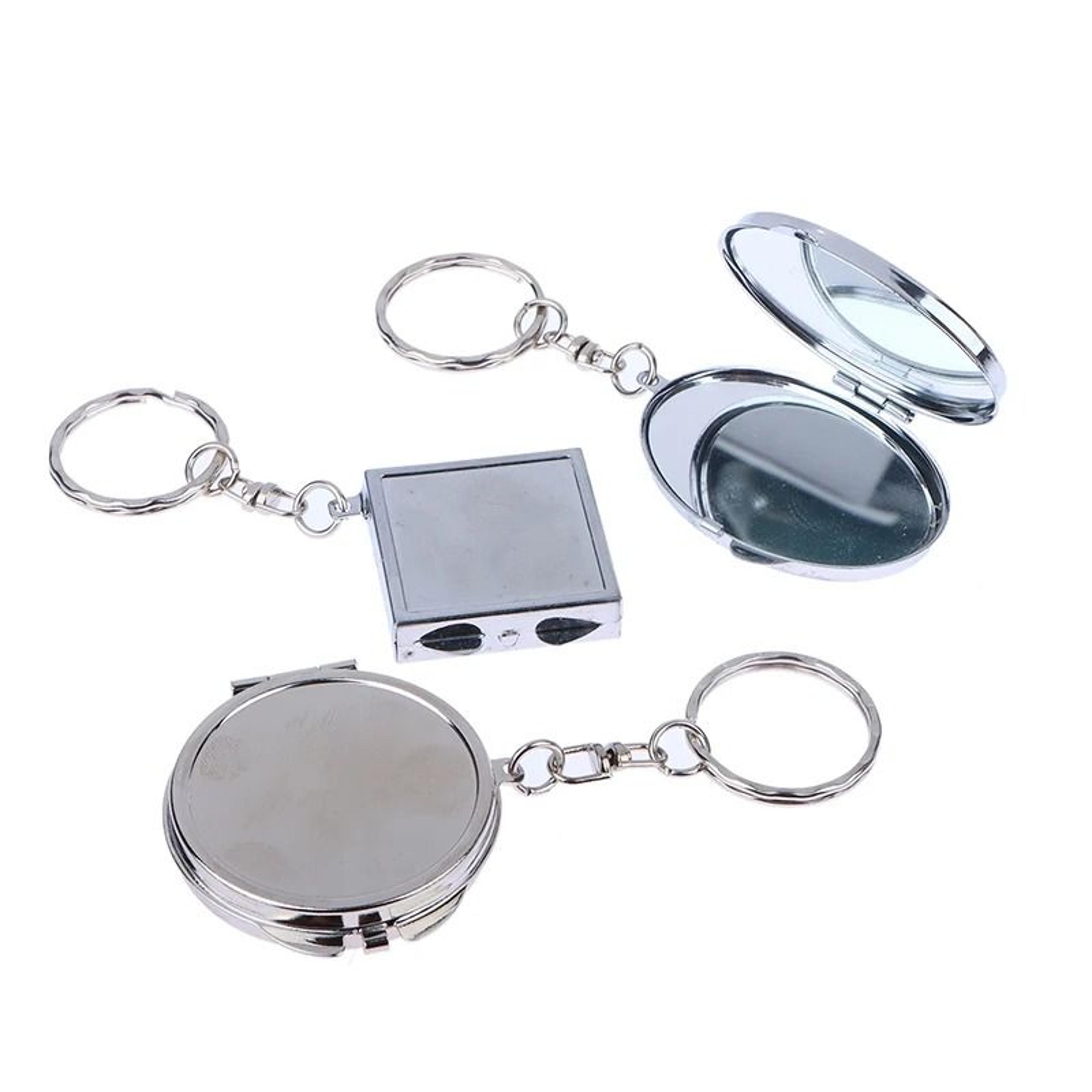Double Sided Compact Mirror Metal Folding Keychain Travel Makeup Mirror 7
