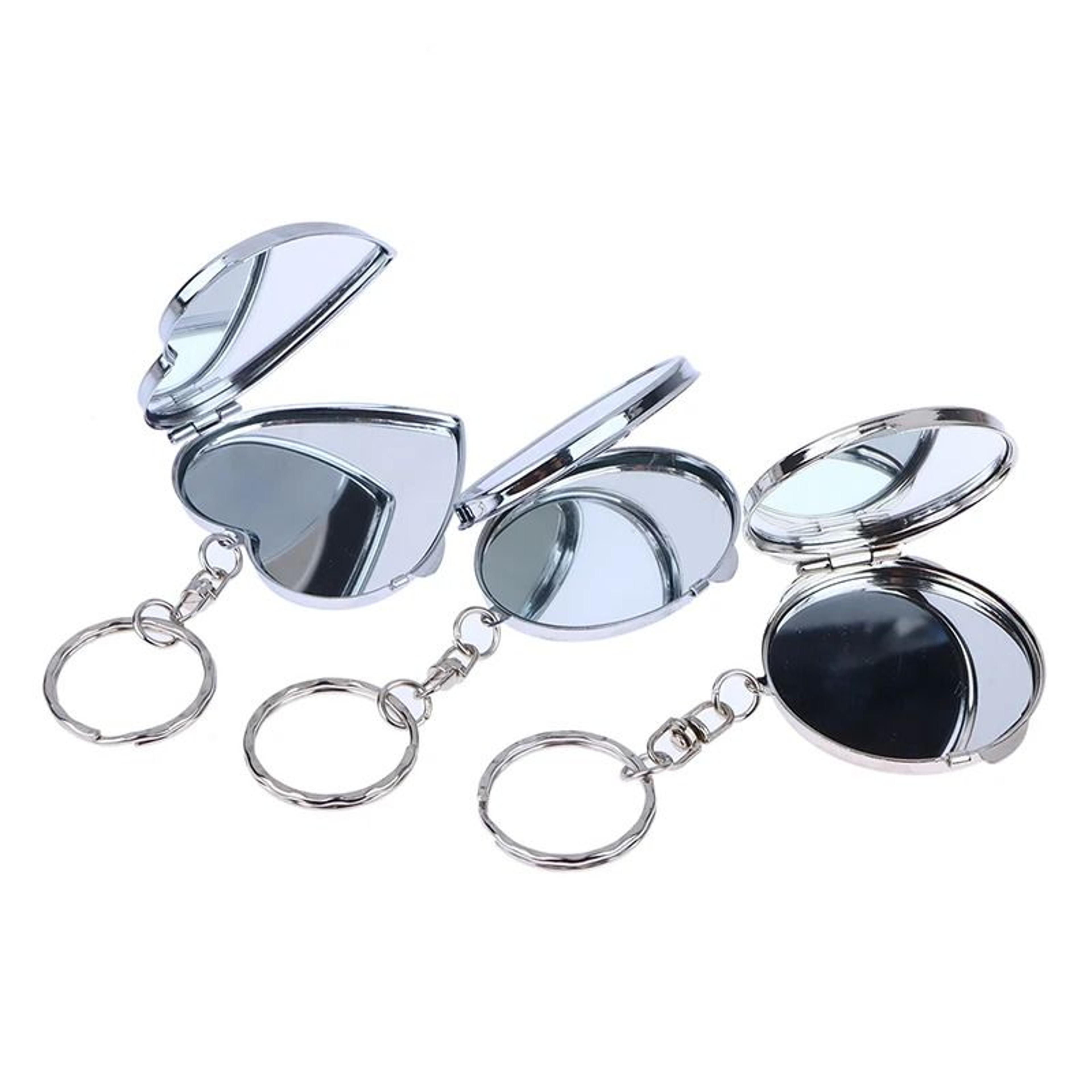 Double Sided Compact Mirror Metal Folding Keychain Travel Makeup Mirror 8
