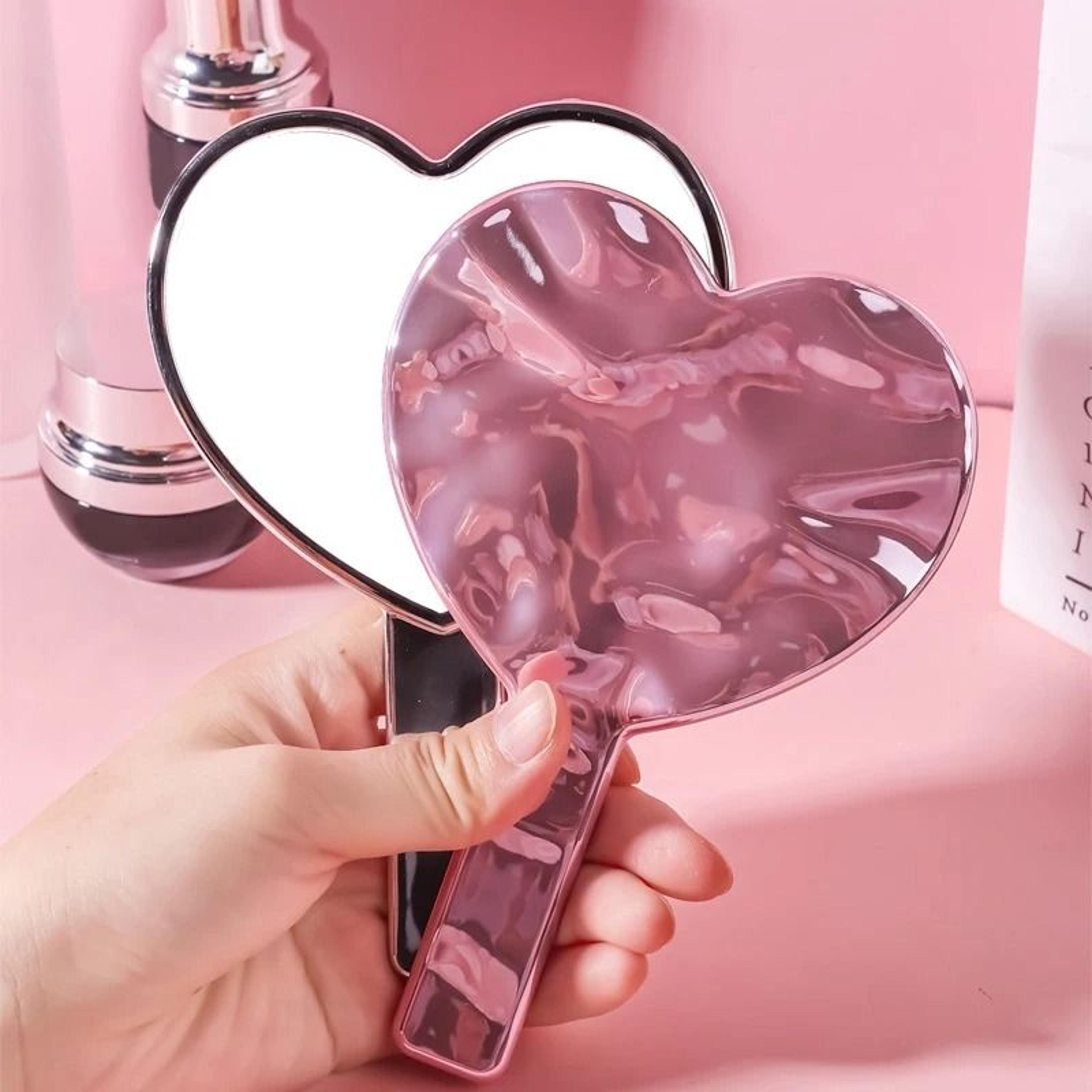 Heart Shaped Makeup Mirror Portable Metallic Handheld Vanity Mirror 22