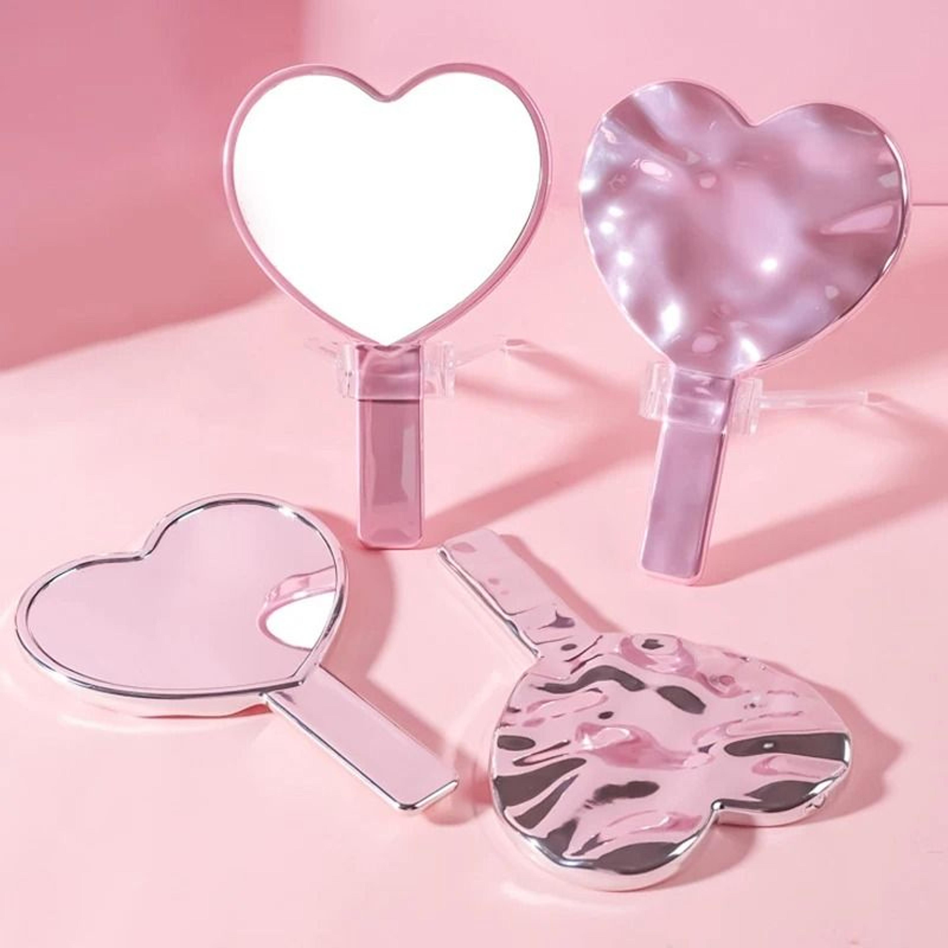 Heart Shaped Makeup Mirror Portable Metallic Handheld Vanity Mirror 25