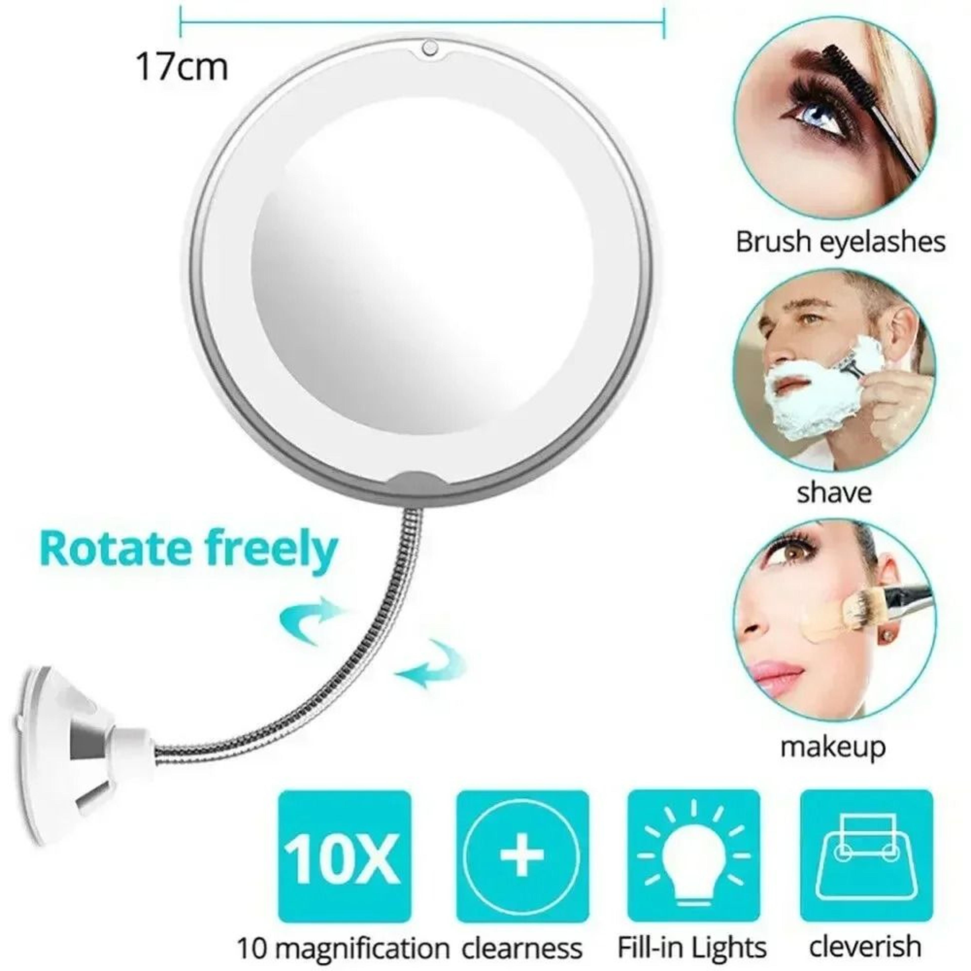 10X Magnifying Makeup Mirror With LED Light And Suction Base 9