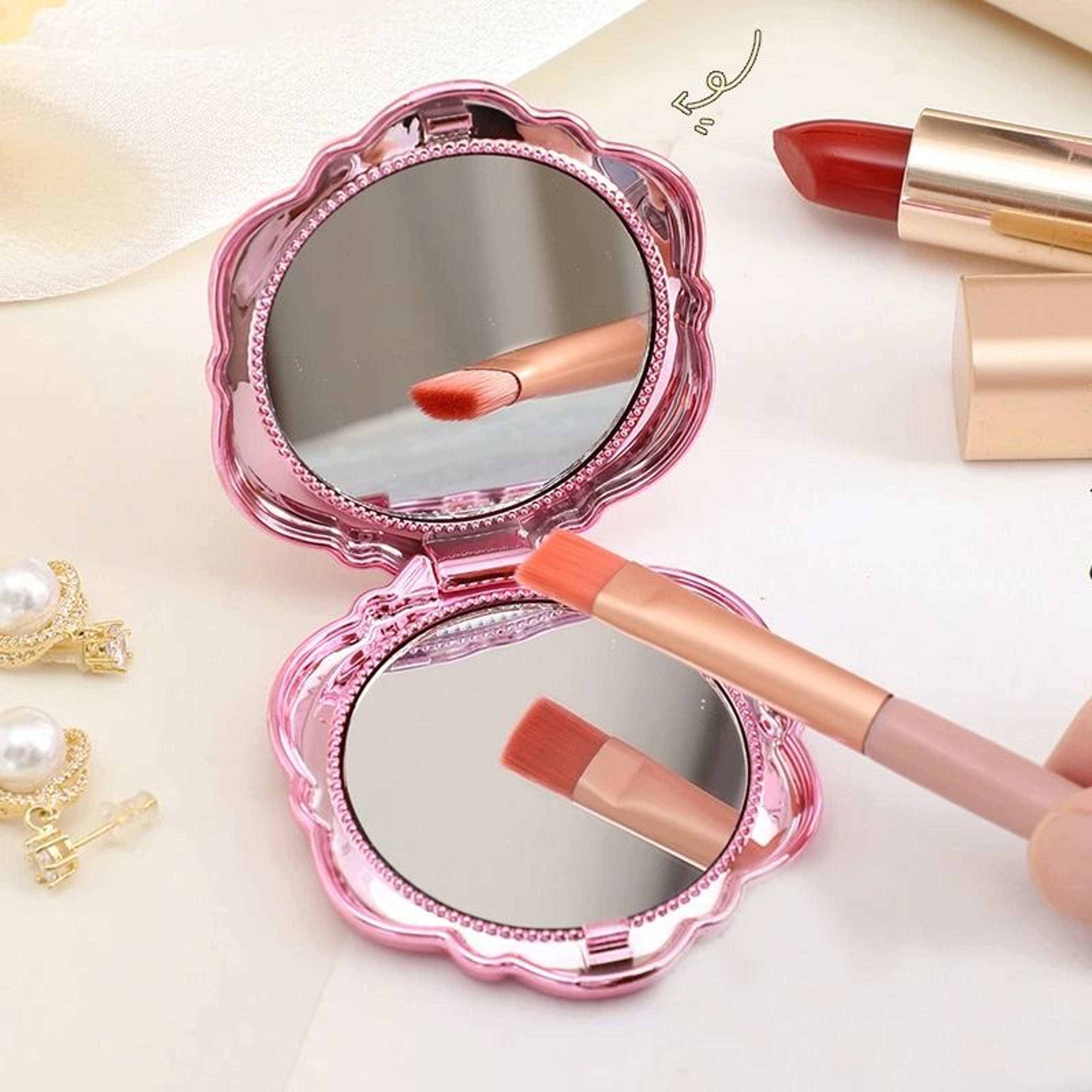 Rose Folding Makeup Mirror Dual Sided Portable Cosmetic Pocket Mirror 4