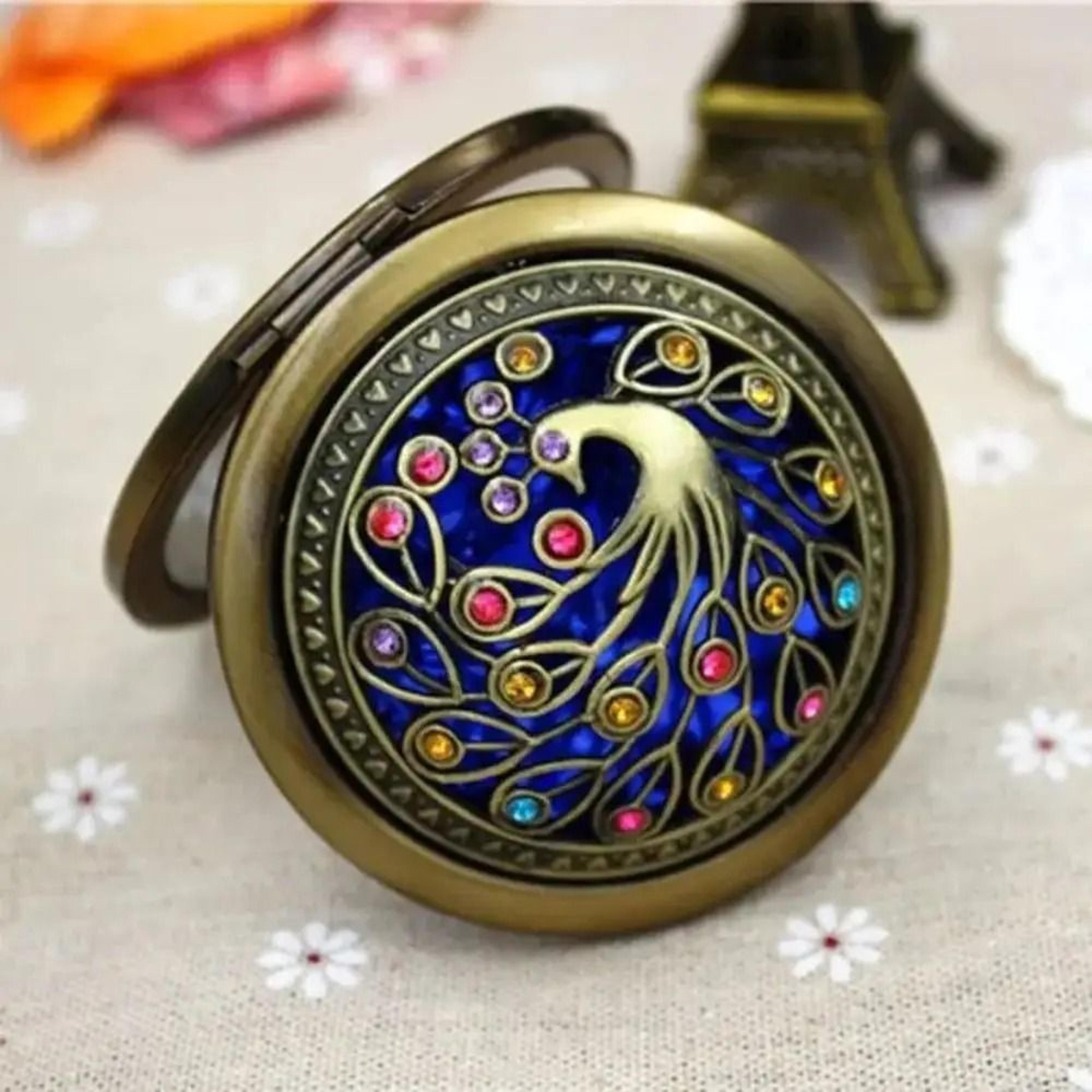 Vintage Floral Pocket Mirror Double Sided Folding Compact Makeup Mirror 5
