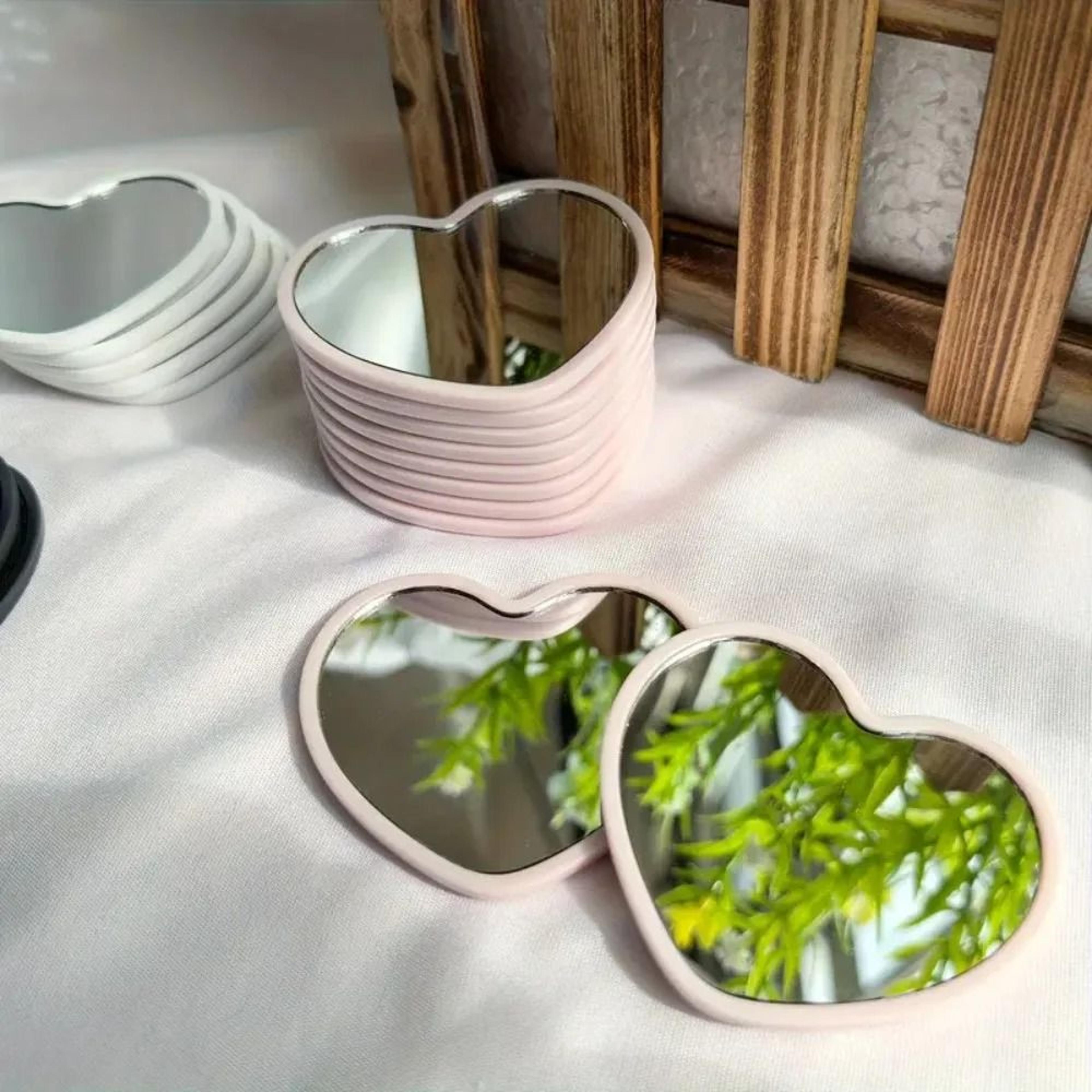 heart shaped pocket mirror lightweight portable travel makeup mirror