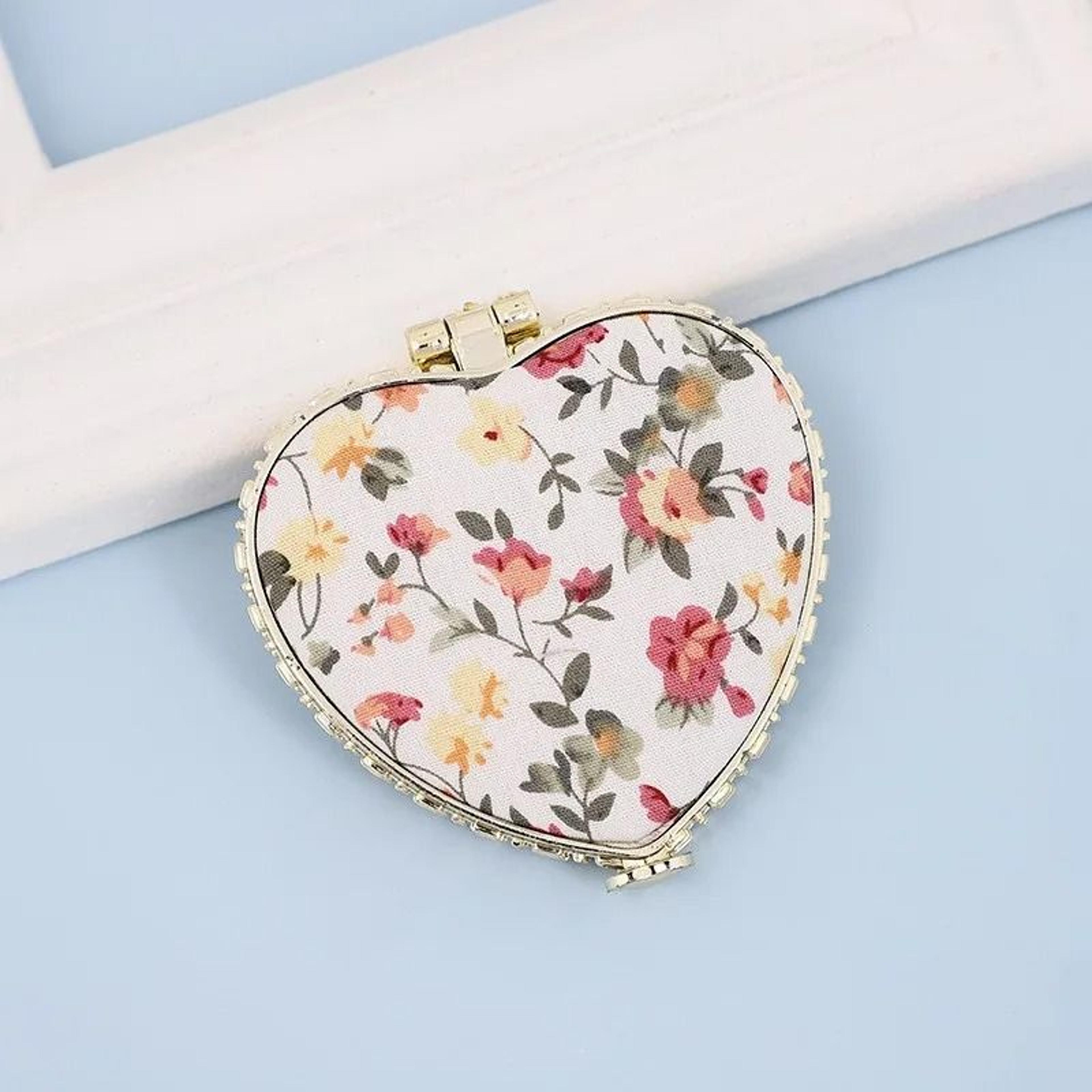 Vintage Floral Compact Mirror Double Sided Folding Pocket Makeup Mirror 2