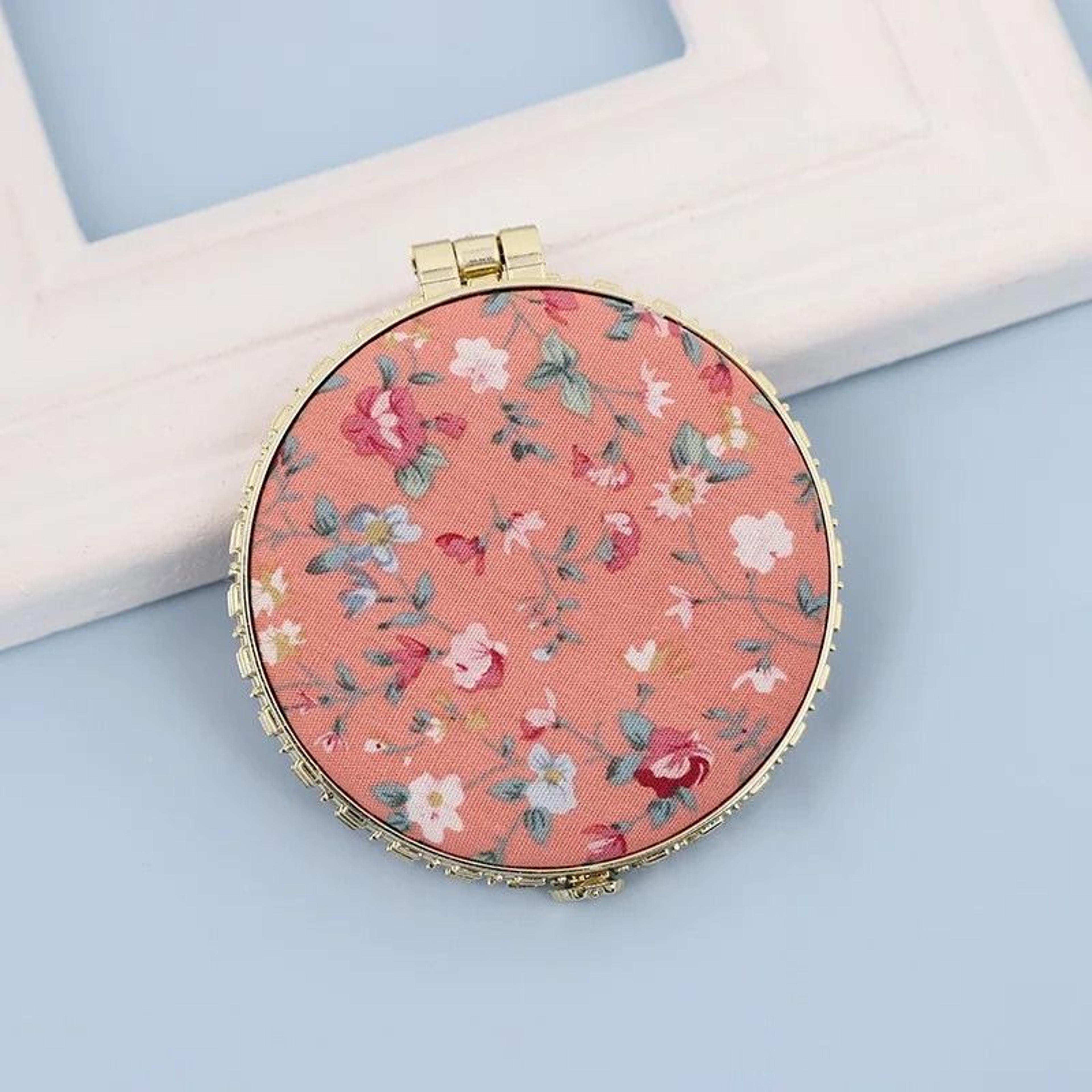 Vintage Floral Compact Mirror Double Sided Folding Pocket Makeup Mirror 8