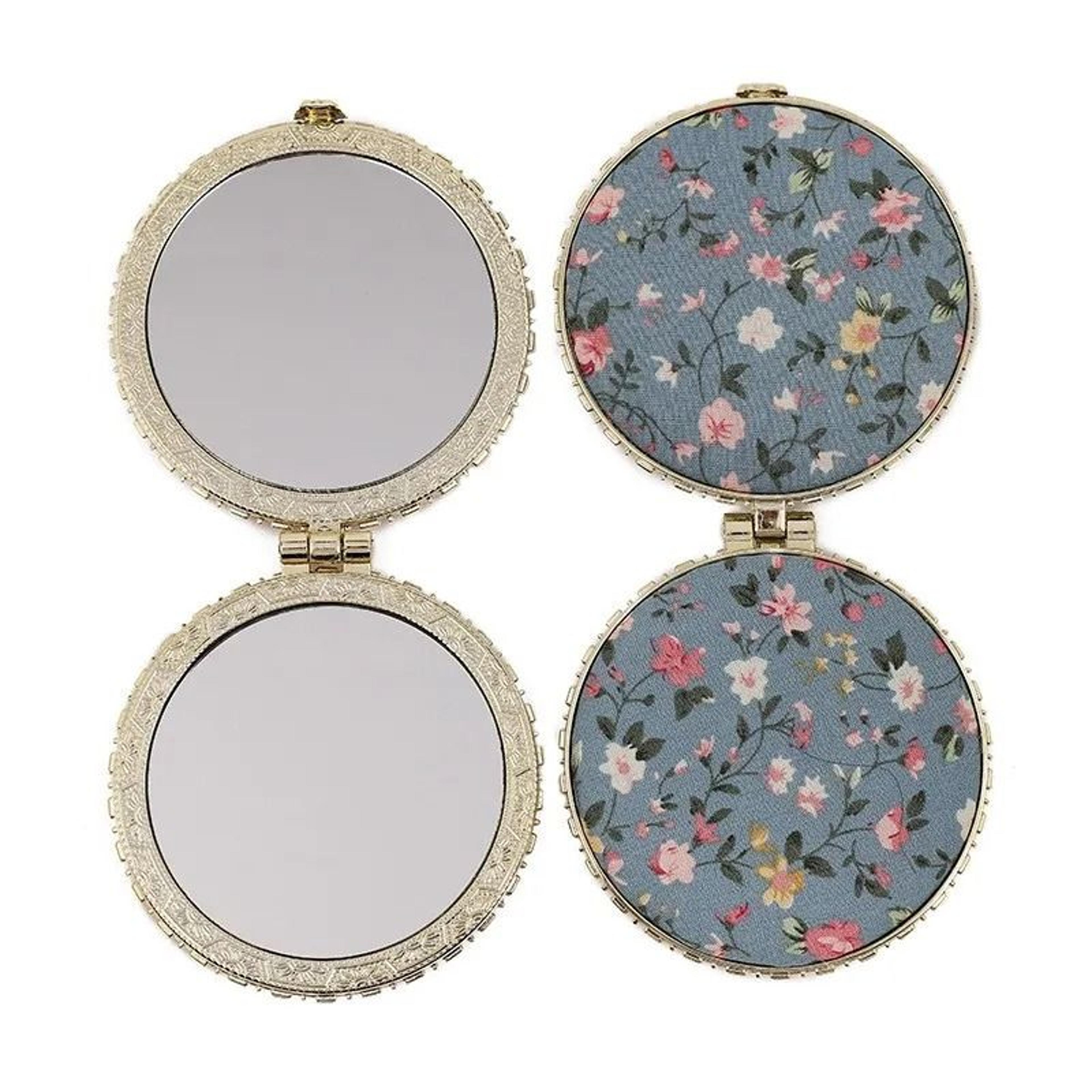 Vintage Floral Compact Mirror Double Sided Folding Pocket Makeup Mirror 11