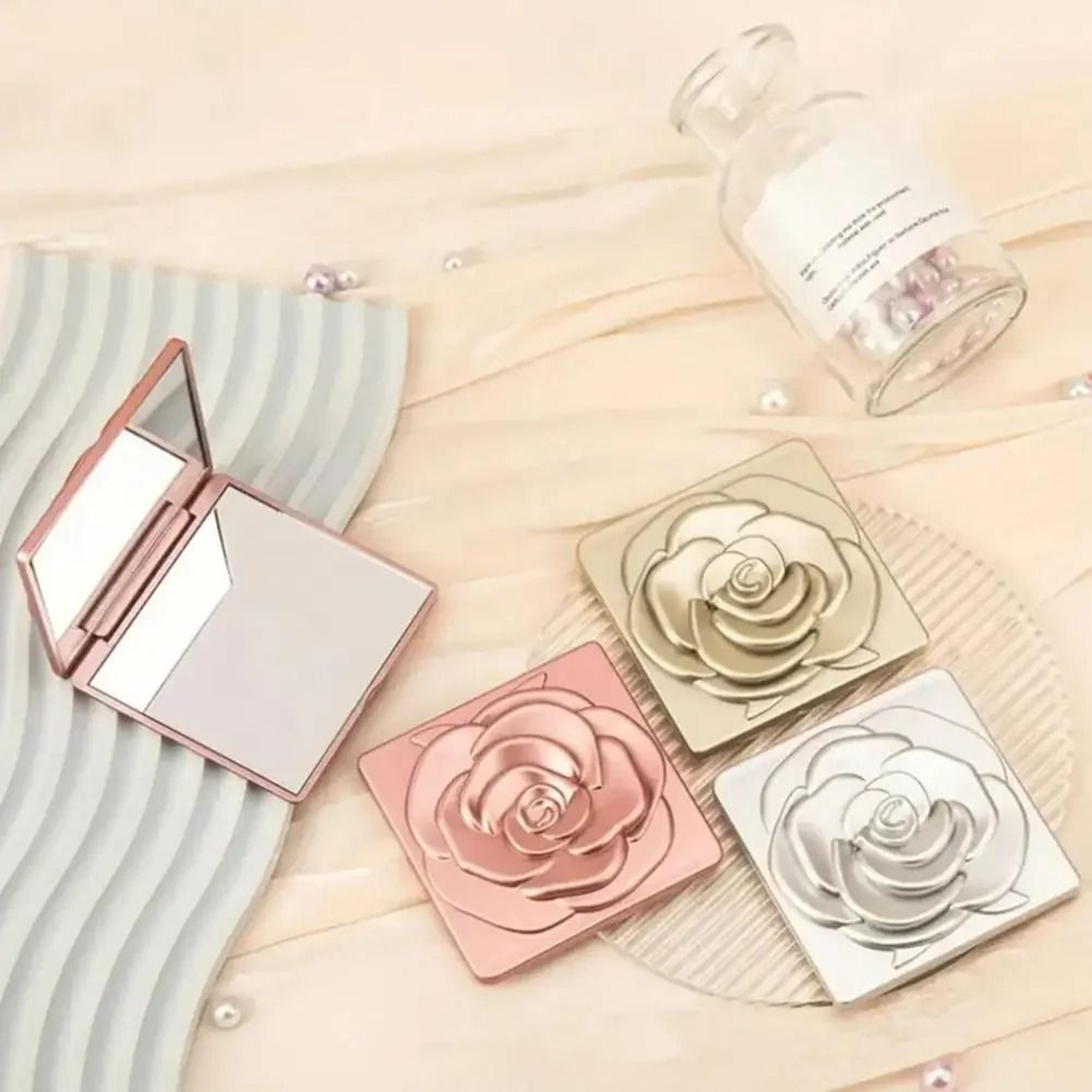 Vintage Rose Compact Mirror Double Sided Folding Pocket Makeup Mirror 0